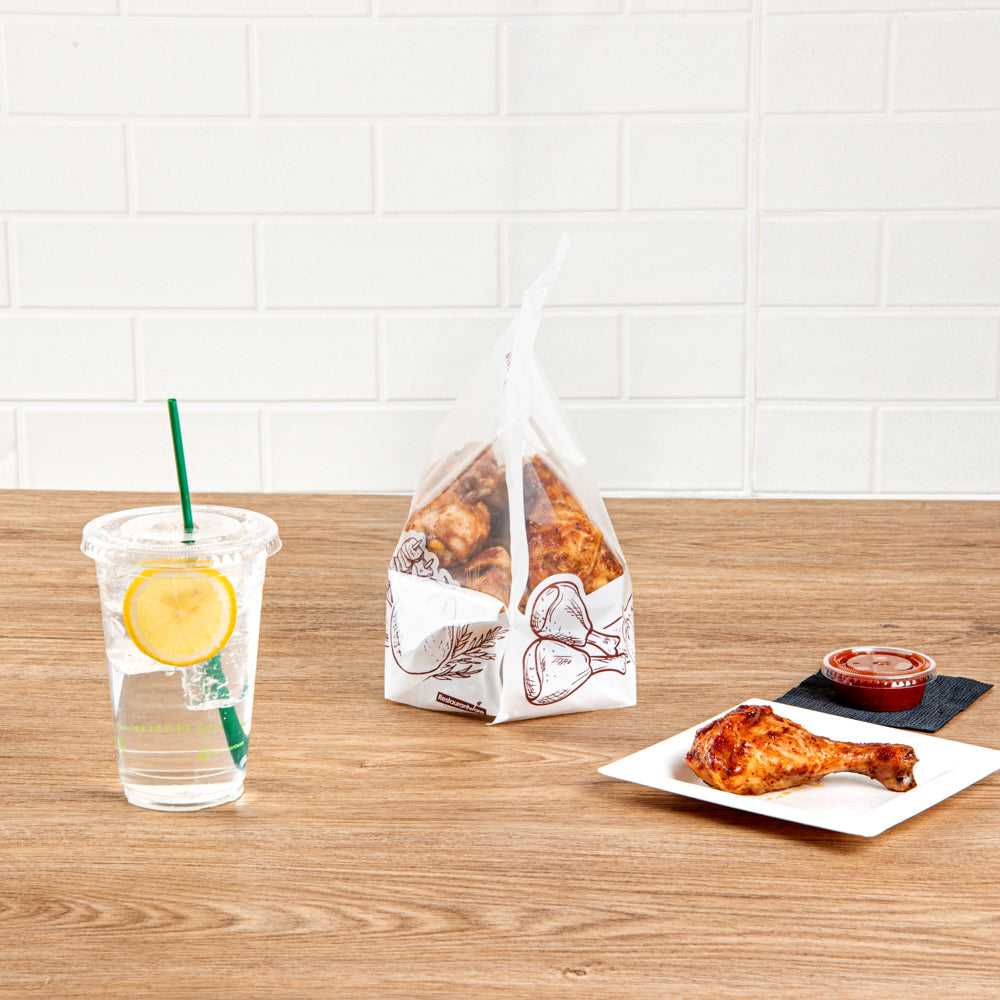Premium White Plastic Rotisserie Chicken & Hot Food Bags - 12.75