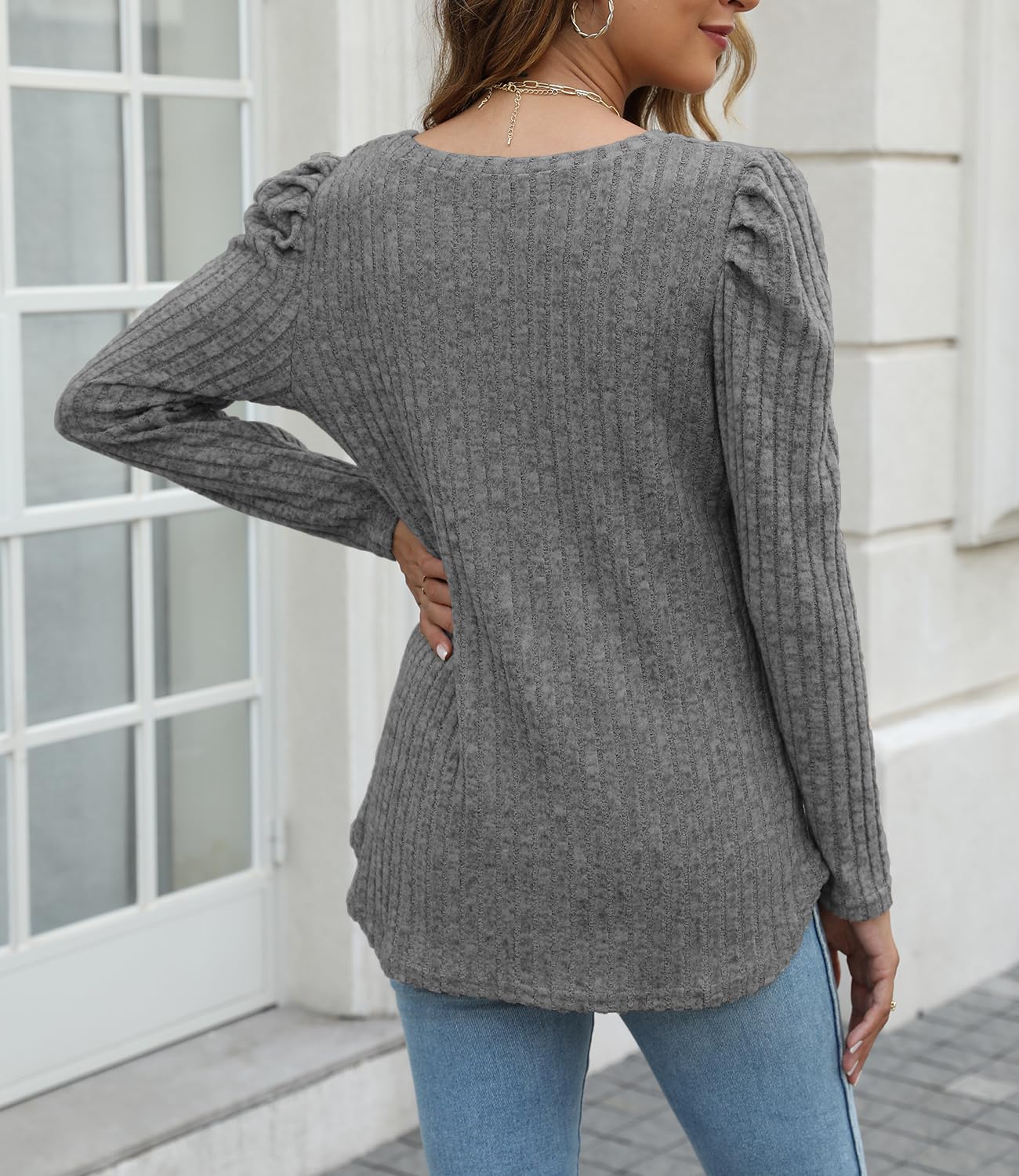 BEUFRI Women's Crew Neck Long Sleeve Tunic Sweatshirt - Soft Casual Pullover Top for Leggings | Perfect for Yoga, Running Errands & Lounge Wear