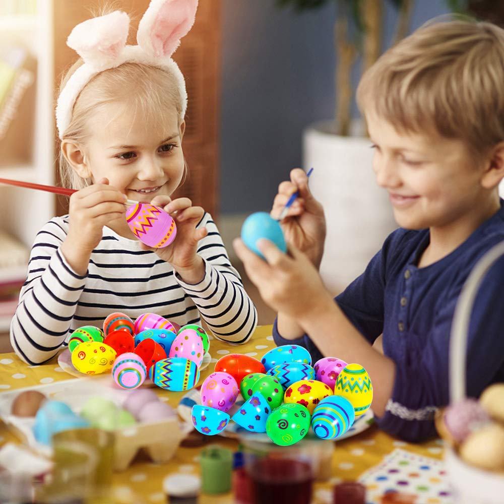 36 Pcs Plastic Printed Easter Eggs - 3.15