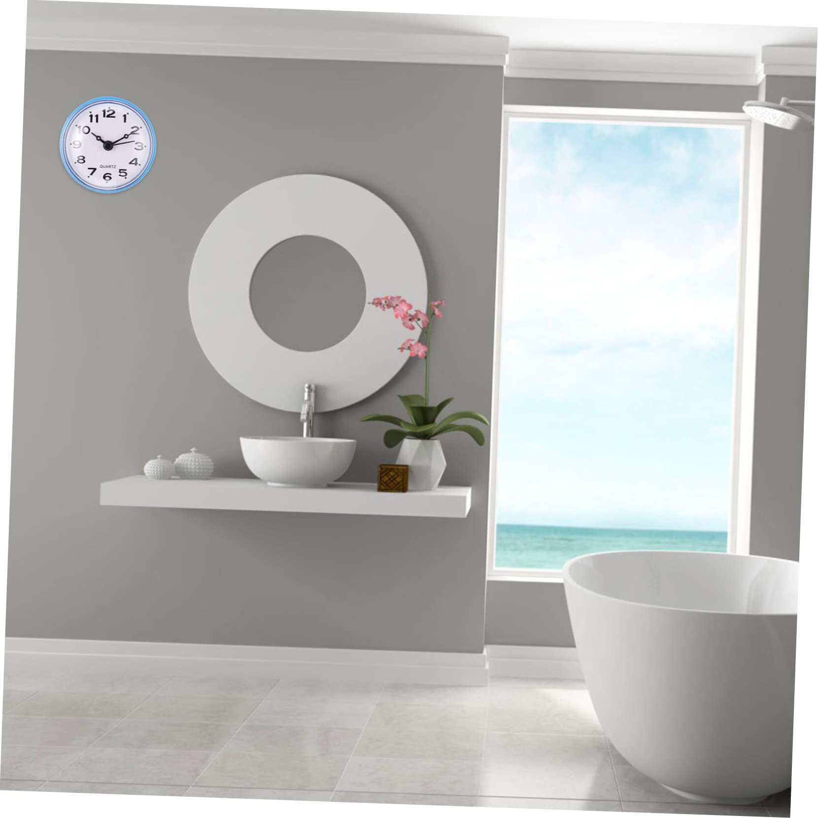 DOITOOL Silent Non-Ticking Shower Clock - Battery Operated Bathroom Wall Clock with Suction Cup, Anti-Fog & Easy to Read - Perfect for Bathroom, Kitchen, Pool & Outdoor Use (Blue)