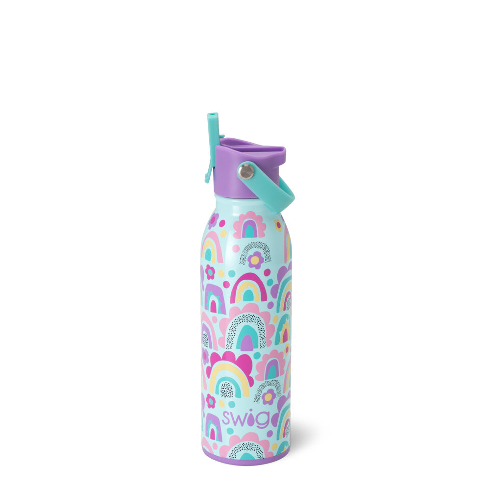 Rainglow Flip + Sip Leak-Proof Water Bottle 16oz - BPA Free Insulated Stainless Steel Tumbler for Hot & Cold Drinks - Perfect for Gym, Hiking, Travel & Office Use
