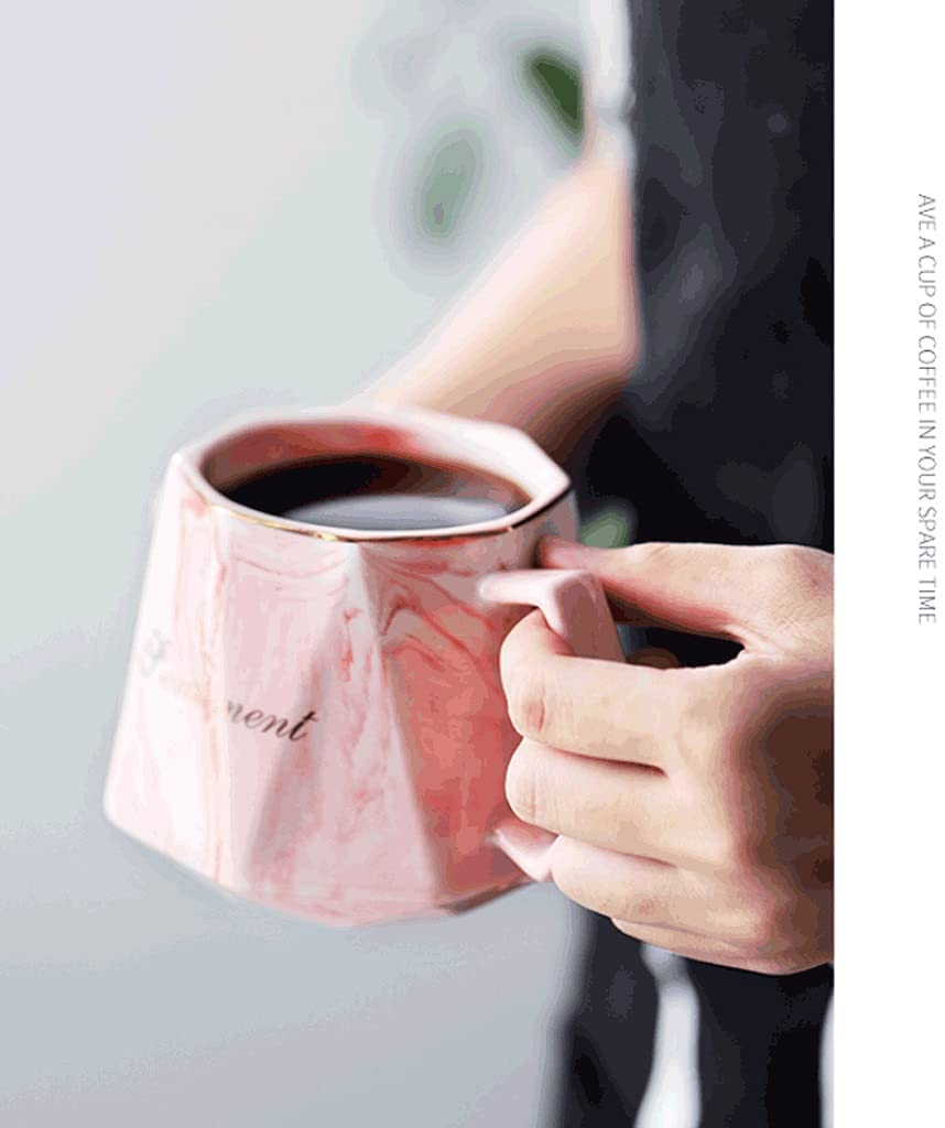Premium Marbled Ceramic Coffee Mug Set - 400ML Large Reusable Drink Cup with Spoon for Coffee, Tea, Milk & Juice | Durable & Stylish for Home, Office & Gifts | Dishwasher Safe & Eco-Friendly