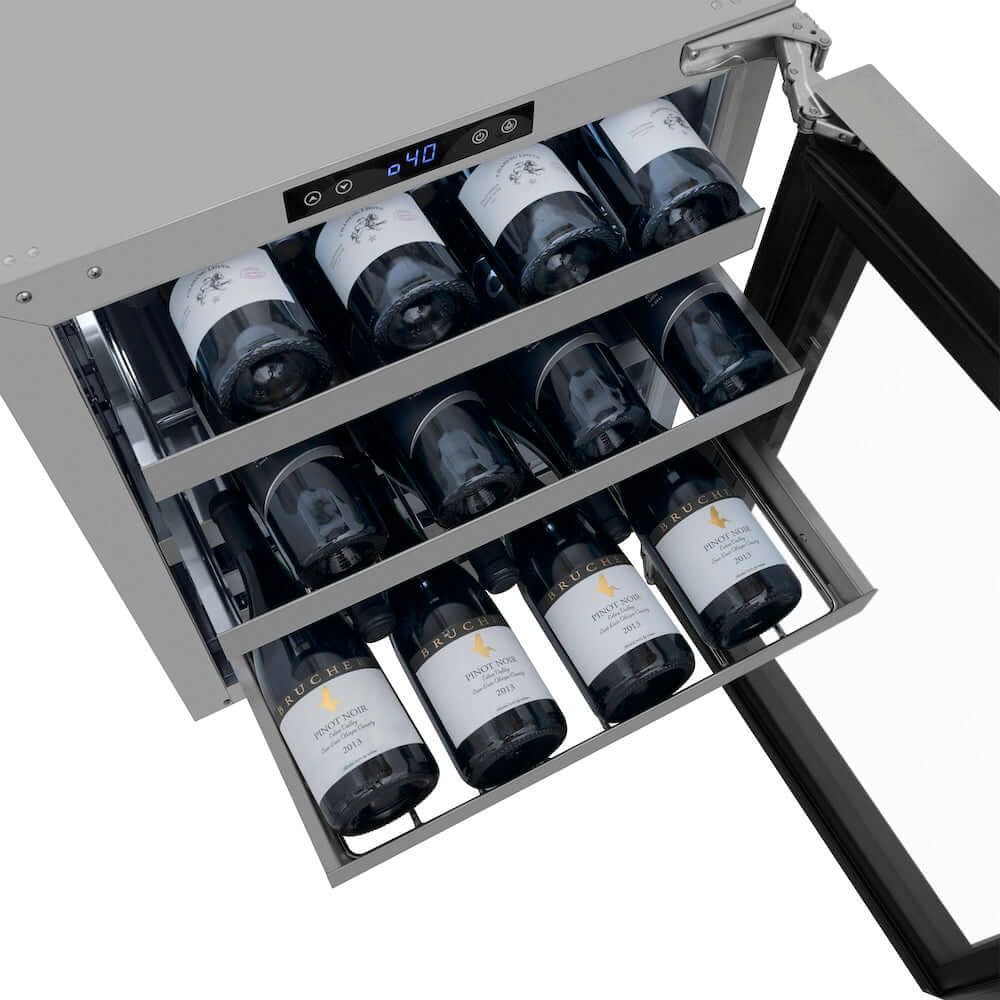 ZLINE 24 Inch Touchstone Dual Zone 44 Bottle Wine Cooler with Stainless Steel Glass Door - Perfect for Home Bars, Wine Cellars & Restaurants (RWDO GS 24)