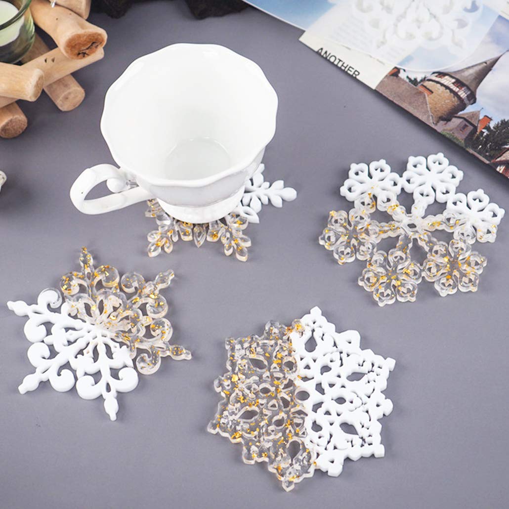 Snowflake & Hexagon Silicone Resin Molds for Epoxy Casting - DIY Coaster, Cup Holder & Crystal Agate Tray - Perfect for DIY Crafts, Home Decor & Gift Making
