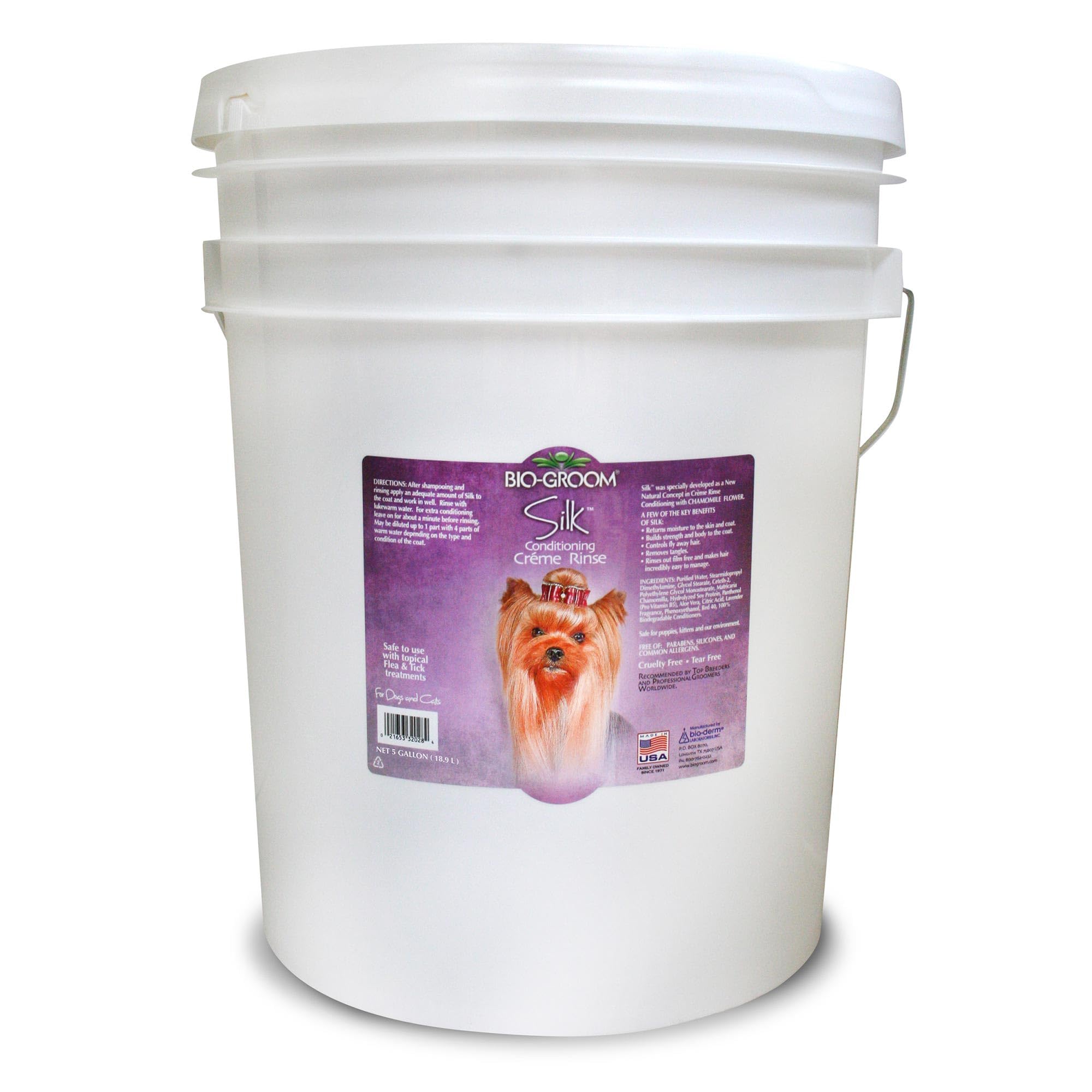 Bio-Groom Silk Creme Rinse Dog Conditioner - 5 Gallon Professional Dog Hair Detangler & Moisturizer for All Breeds | Perfect for Grooming Salons, Pet Shows & Daily Coat Care