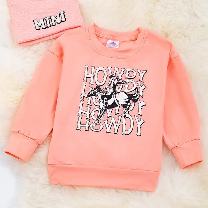 Girl's Peach HOWDY Sweatshirt - Cute & Comfortable Pullover for Kids | Perfect for School, Playdates & Casual Outings