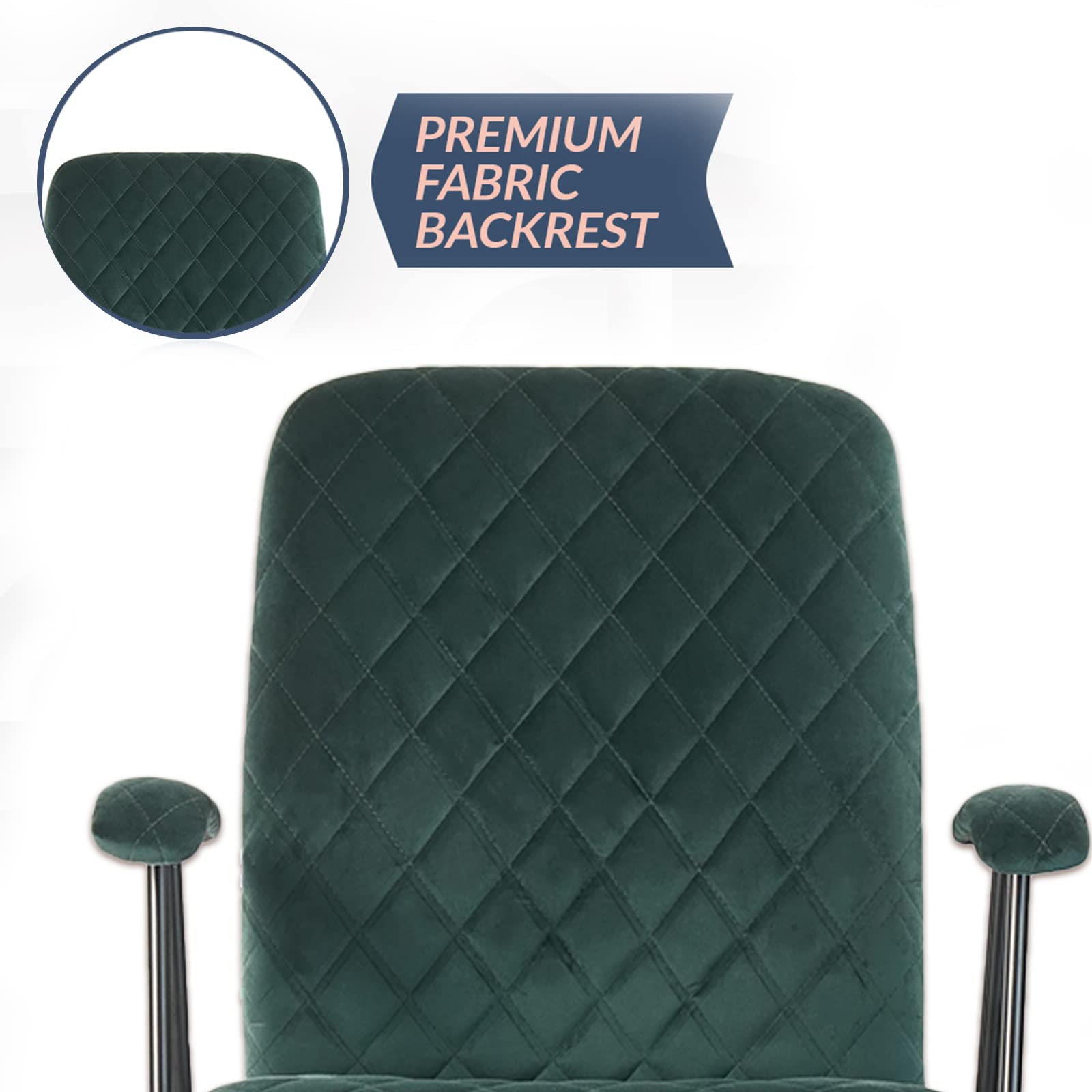 Dark Green Vintage Upholstered Office Chair - Adjustable Swivel Armchair with Lumbar Support & Wheels, Mid-Back Velvet Task Chair (2-Pack) - Perfect for Home Office, Study Room & Gaming Setup