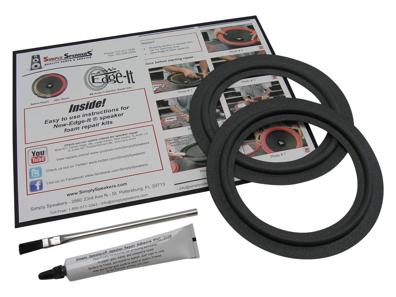 Simply Speakers 6.5 Inch Foam Speaker Repair Kit - Compatible with JBL P206 & P206HS, FSK-6P206 (Pair) - Perfect for Home Audio & Car Speaker Restoration