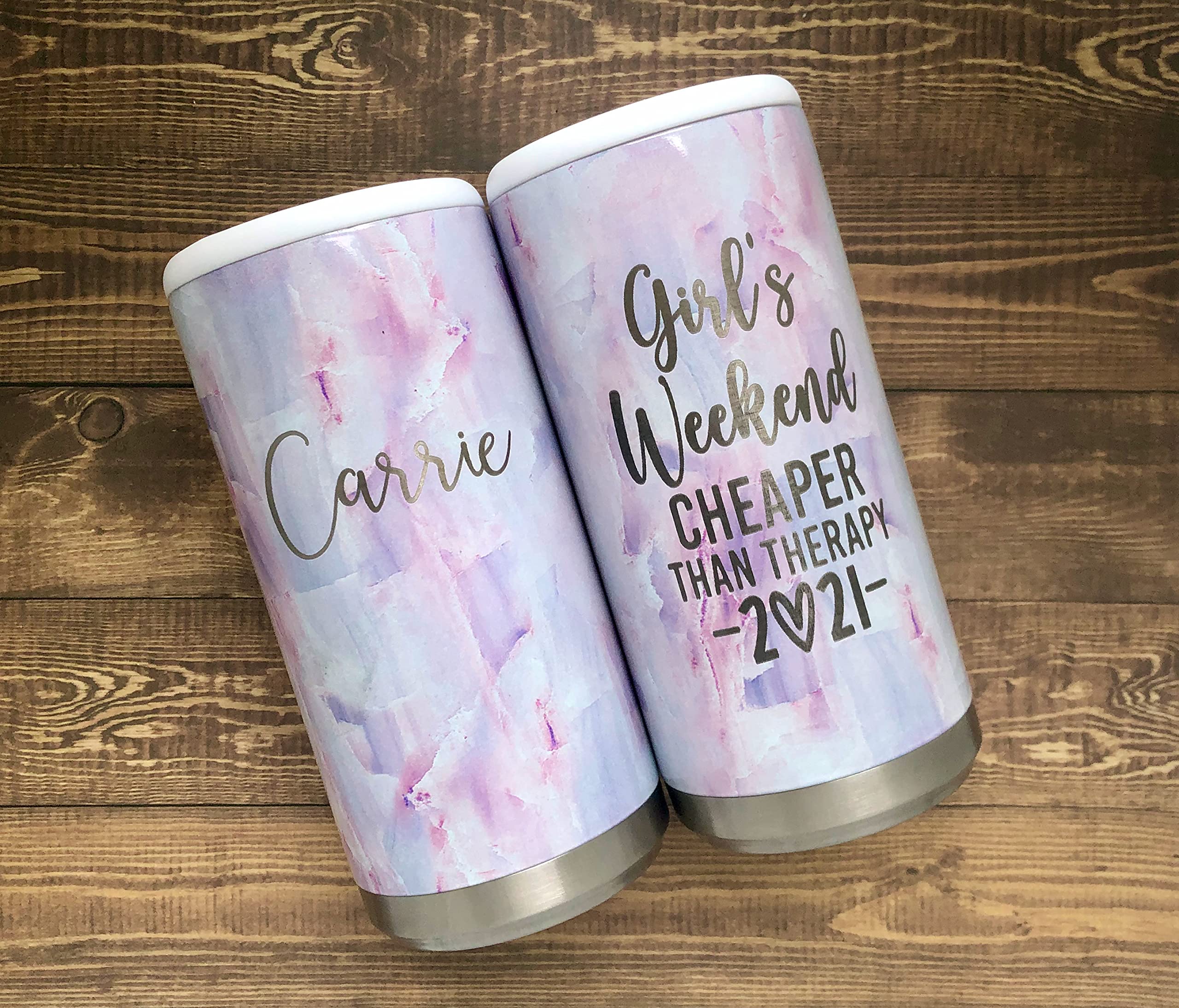 Personalized Skinny Can Cooler for Girls Weekend - Hard Seltzer & Slim Can Insulated Tumbler - Perfect for Girls Getaway, Vacation & Trip Weekend - Great for Pool Parties, Beach Outings & Bachelorette Celebrations