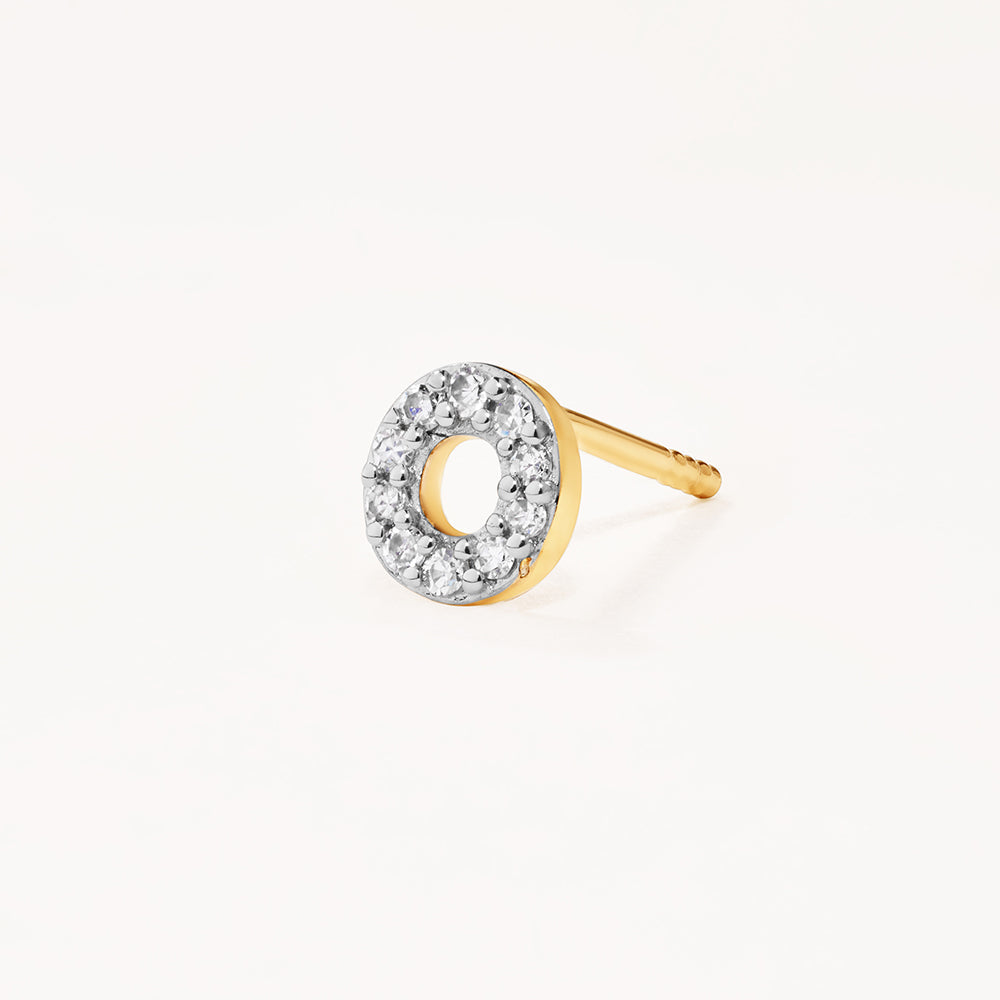 10k Gold Diamond Letter O Single Stud Earring - Elegant Initial Jewelry for Women, Perfect for Gifts, Everyday Wear & Special Occasions