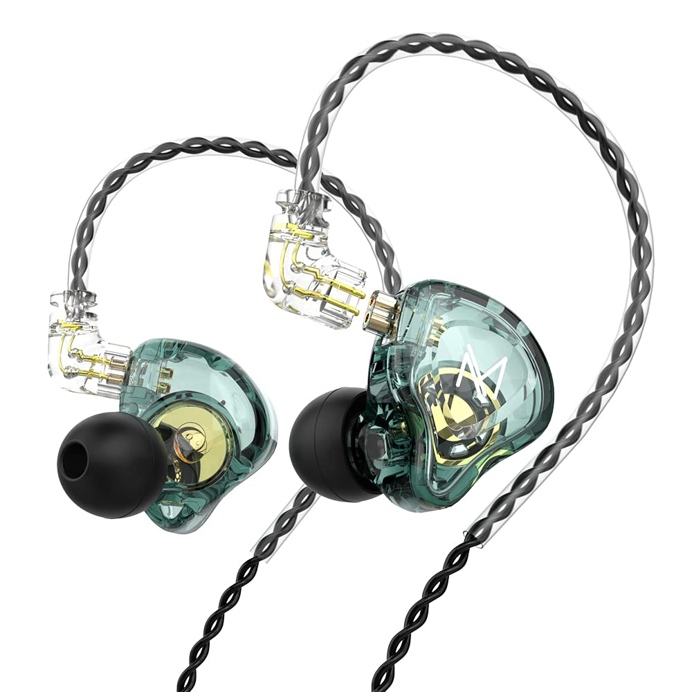 TRN MT1 HiFi In-Ear Headphones with Dual Magnetic Dynamic Drivers - Noise Cancelling Sport Earbuds for Running, Gym & Workout (Green, No Mic) | Perfect for Music Lovers & Athletes