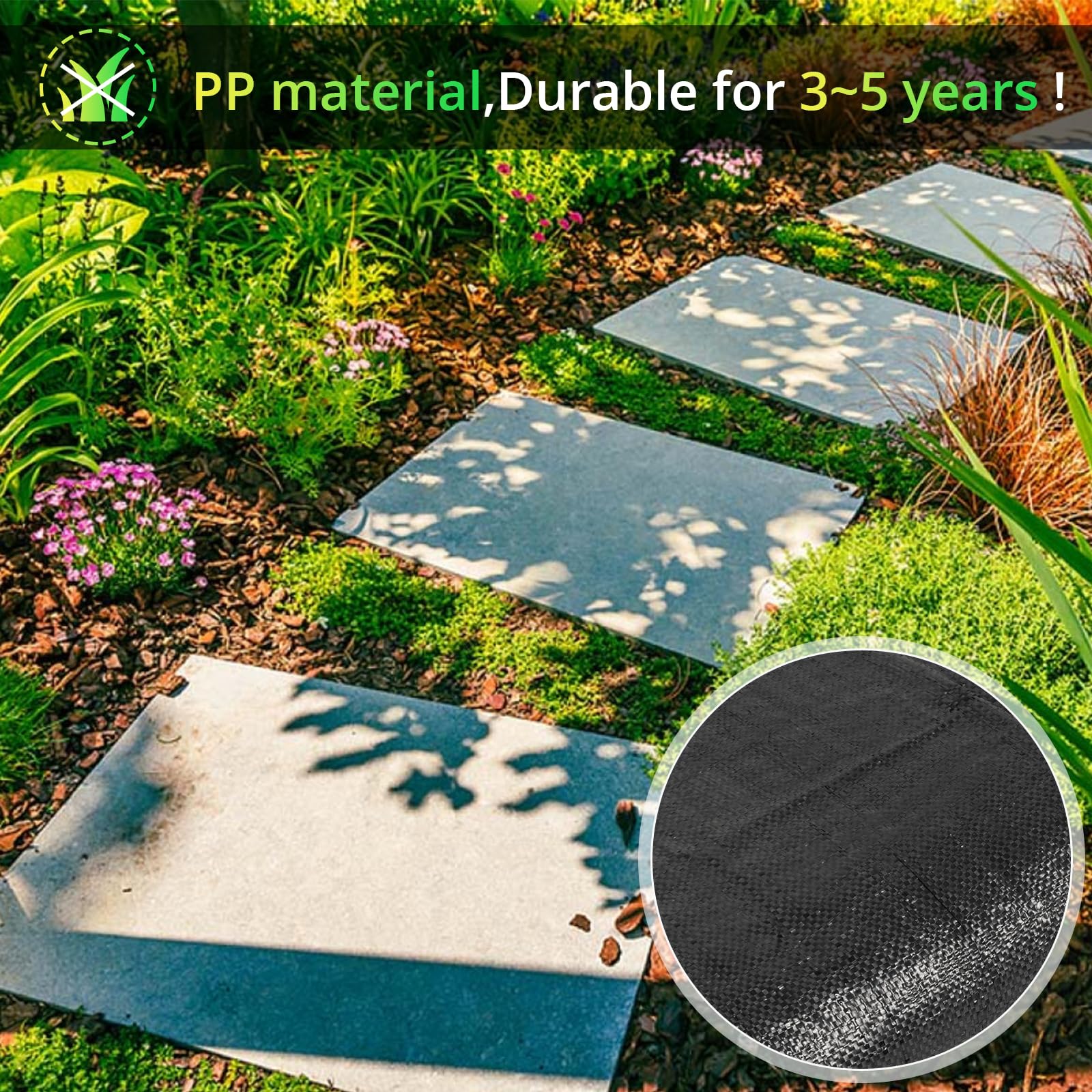 6ft x 300ft Heavy Duty Weed Barrier Landscape Fabric - 3.2oz Woven Geotextile Ground Cover for Gardening, Mulch Cloth, Garden Bed Liner - Perfect for Landscaping, Driveway, Farm, Greenhouse & Weed Control