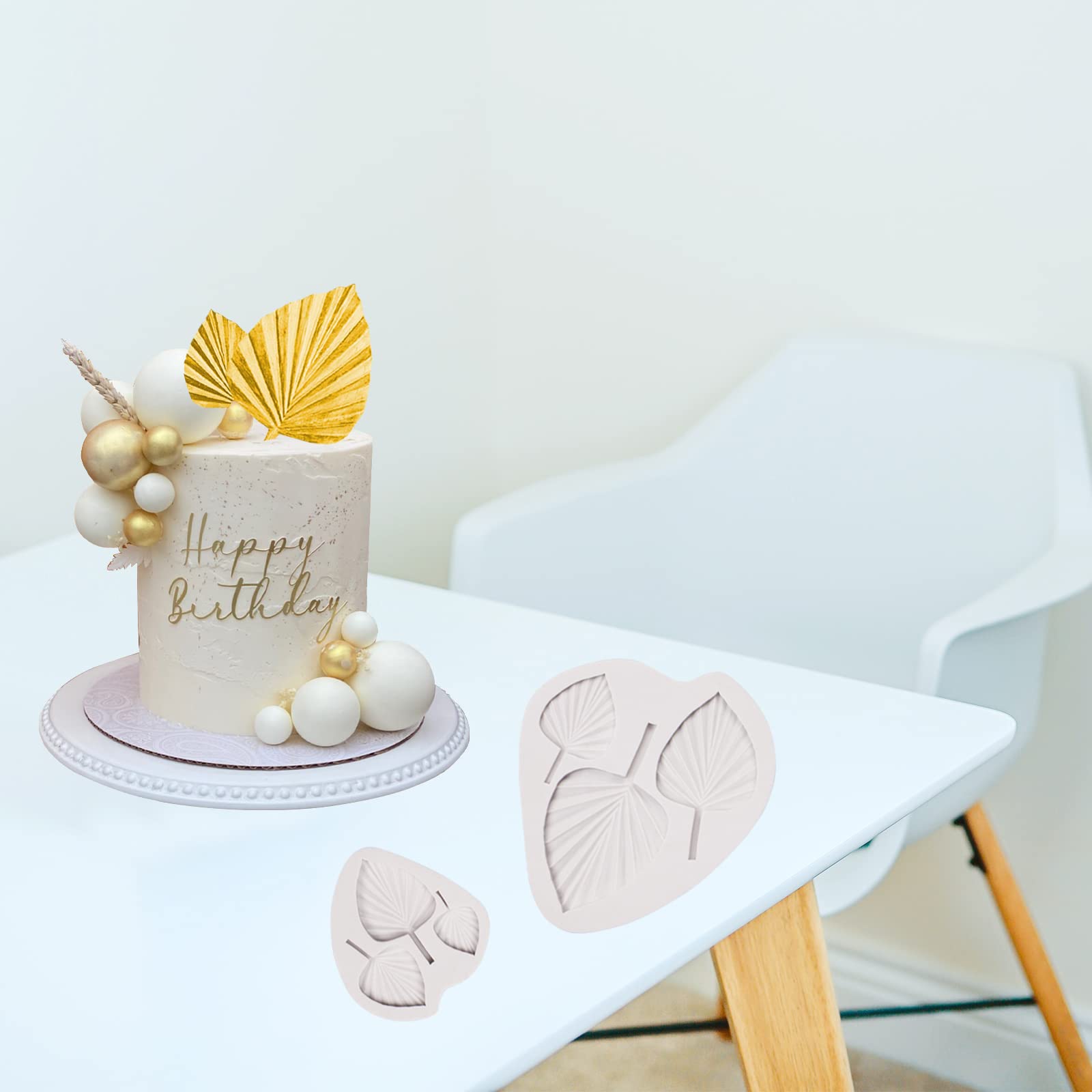 Boho Fondant Molds Silicone - 3D Fan Palm Leaf Shape Candy Chocolate Molds for Cupcake Toppers, Cake Decorations, Polymer Clay & Resin Crafts - Perfect for Boho Wedding, Birthday Party & DIY Home Decor
