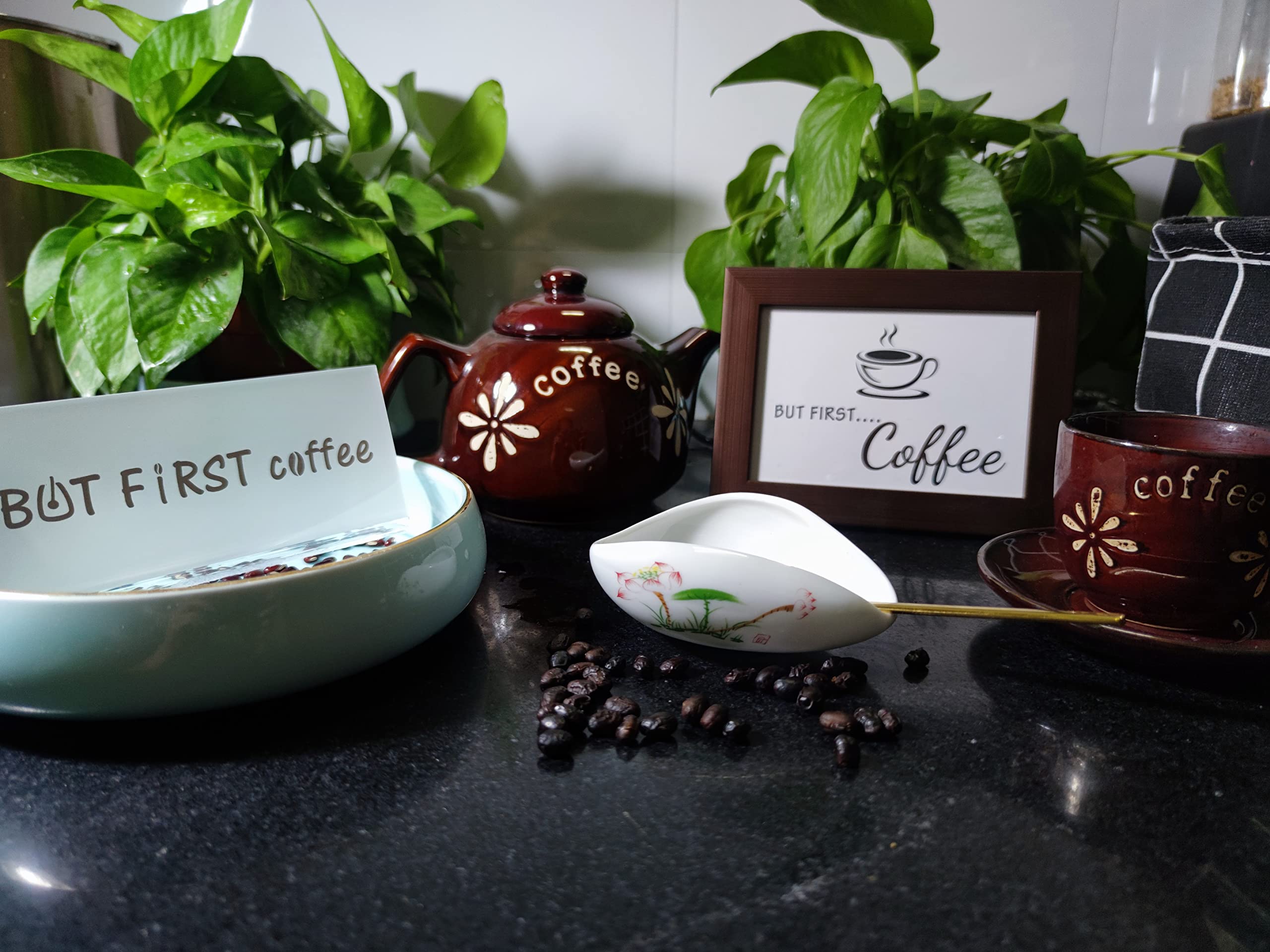 Premium Coffee Spoon Rest & Golden Spoon Set - Elegant Christmas Gifts for Coffee Lovers, Tea Spoon Holder, Coffee Stirrer Organizer - Perfect Coffee Bar Accessories for Home & Office Decor