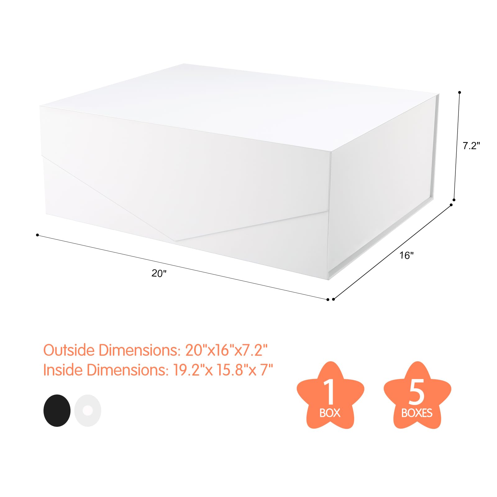 19.2x15.8x7 Inches Extra Large White Gift Box with Magnetic Closure Lid - Matte White Bridesmaid Proposal Box for Clothes, Jewelry & Large Gifts - Perfect for Weddings, Birthdays & Special Occasions