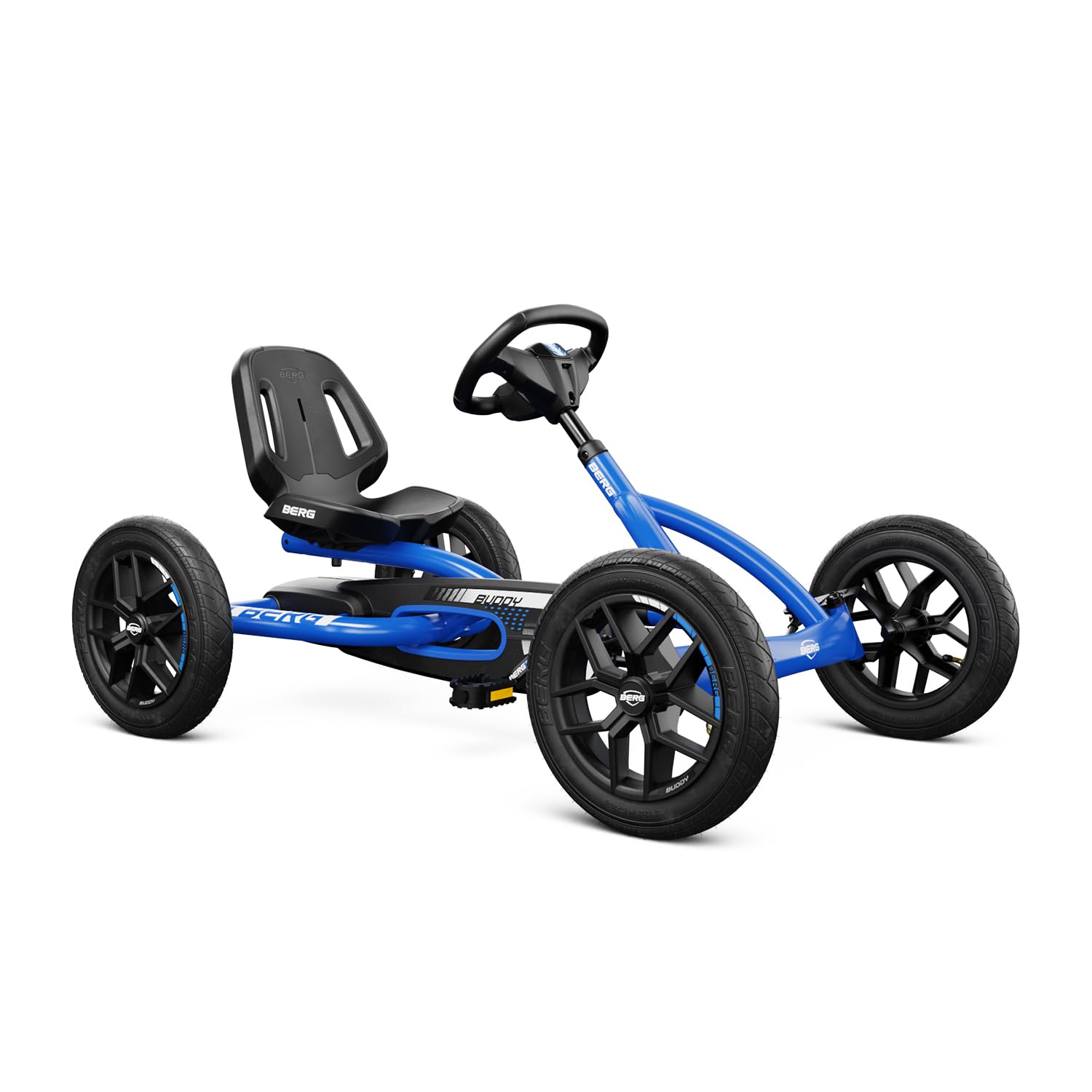 **Berg Toys Buddy Blue Pedal Go Kart for Kids & Adults – Adjustable Ride-On Toy for Ages 4-8 – Safe BFR System – Outdoor Pedal Car for Backyard, Park & Driveway Fun**    (优化点：   1. 使用 