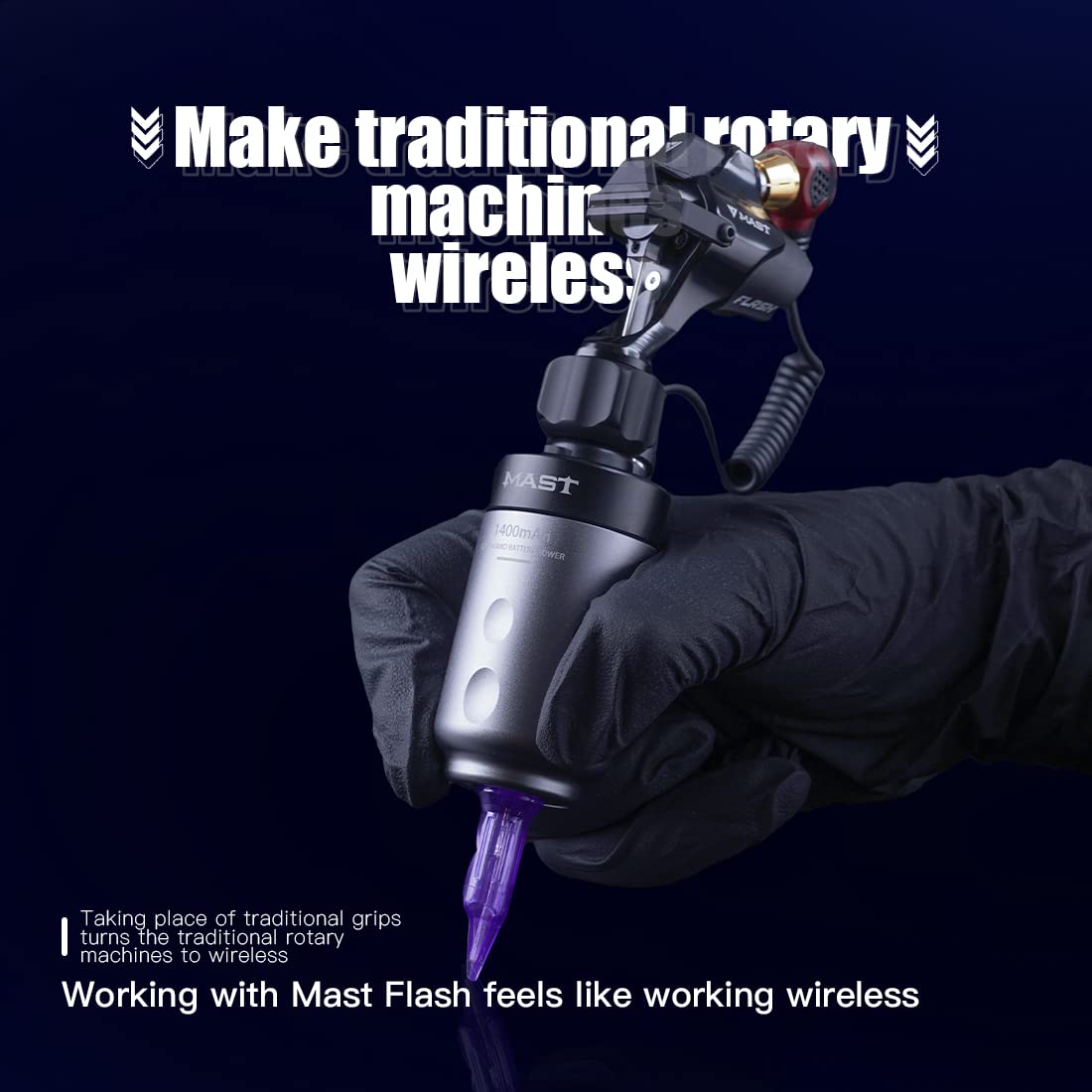 **Mast Grip Wireless Battery Power Supply for Rotary Tattoo Machine – Rechargeable RCA Jack – Perfect for Professional Tattoo Artists & Studio Use**    (优化点：   1. 符合SEO规范，包含核心关键词（Wireless Battery Power Supply, Rotary Tattoo Machine, RCA Jack）   2. 增加产品特性（Rechargeable）   3. 补充使用场景（Professional Tattoo Artists & Studio Use）)