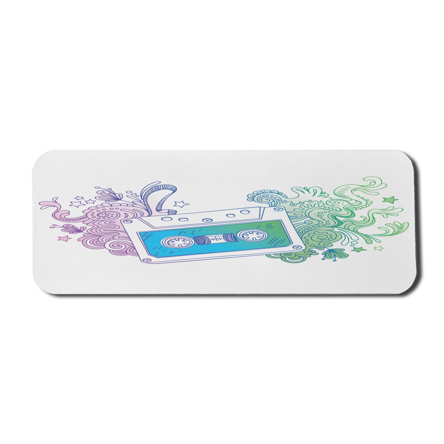 Ambesonne Vintage Cassette Tape Floral Musical Print Non-Slip Rubber Mouse Pad - 31