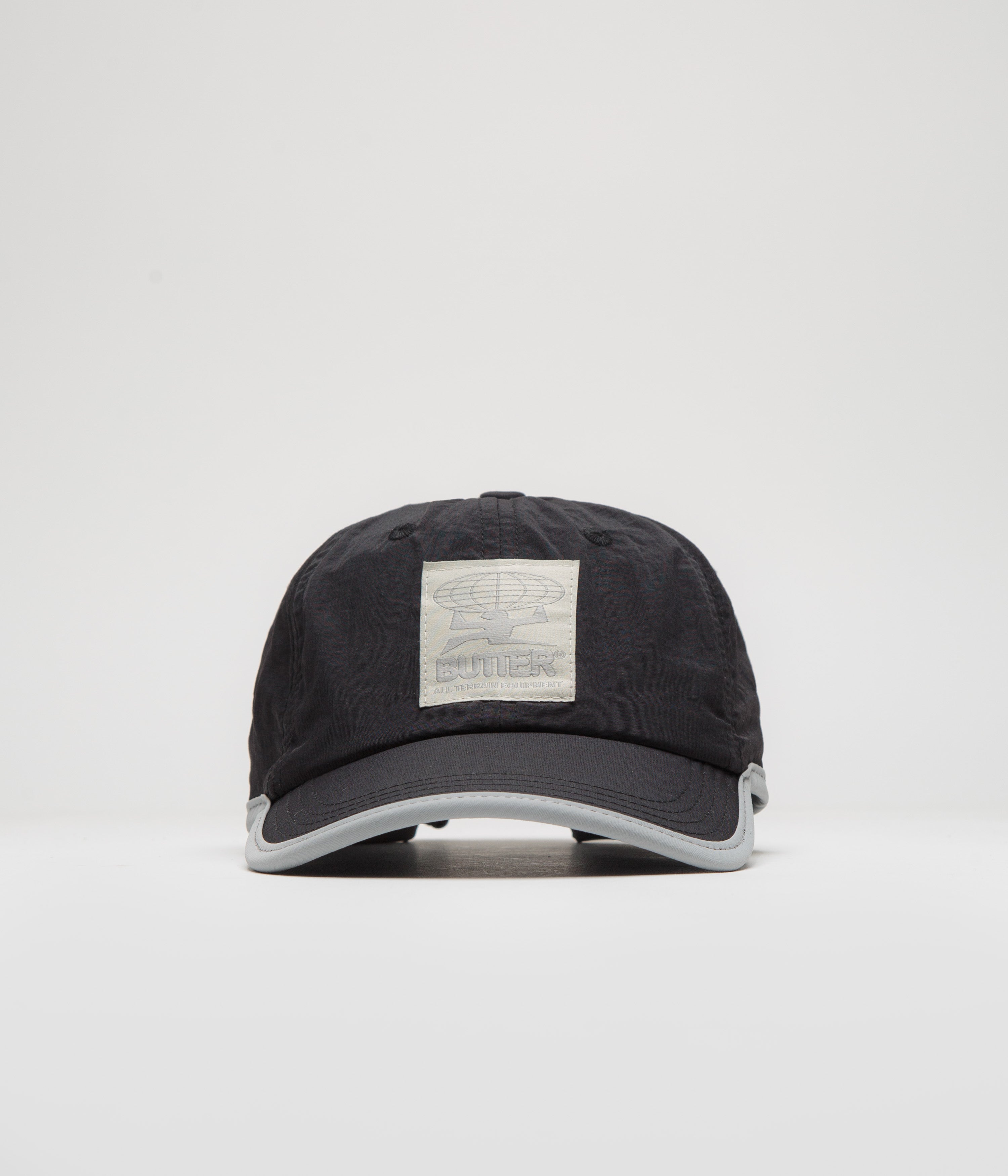 Butter Goods All Terrain Baseball Cap - Black & Light Grey Adjustable Trucker Hat for Outdoor Hiking, Camping and Fishing