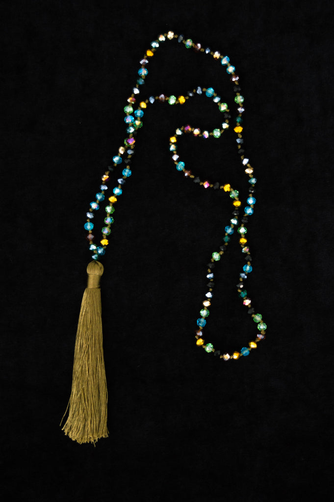 Elegant Khaki Tassel Necklace for Women - Bohemian Beaded Statement Jewelry - Perfect for Casual Outfits, Music Festivals & Boho Chic Style