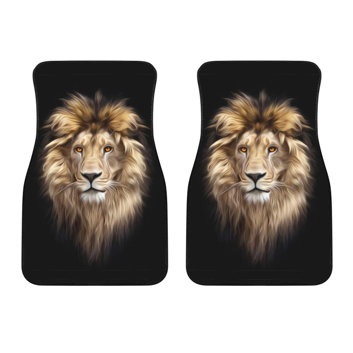 FreedomLook Lion Head Car Floor Mats - Wild Cat Design Front & Rear Set - Premium Non-Slip Automotive Accessories for SUV, Truck, Sedan - Perfect Gift for Animal Lovers & Jungle Theme Car Decor