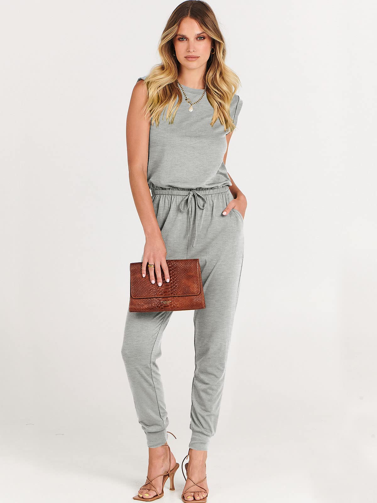ANRABESS Women's Summer Sleeveless Jumpsuit - Casual Loose Stretchy Romper Dress, Trendy Crewneck Outfit 2025 | Perfect for Beach Vacation, Weekend Brunch & Summer Parties
