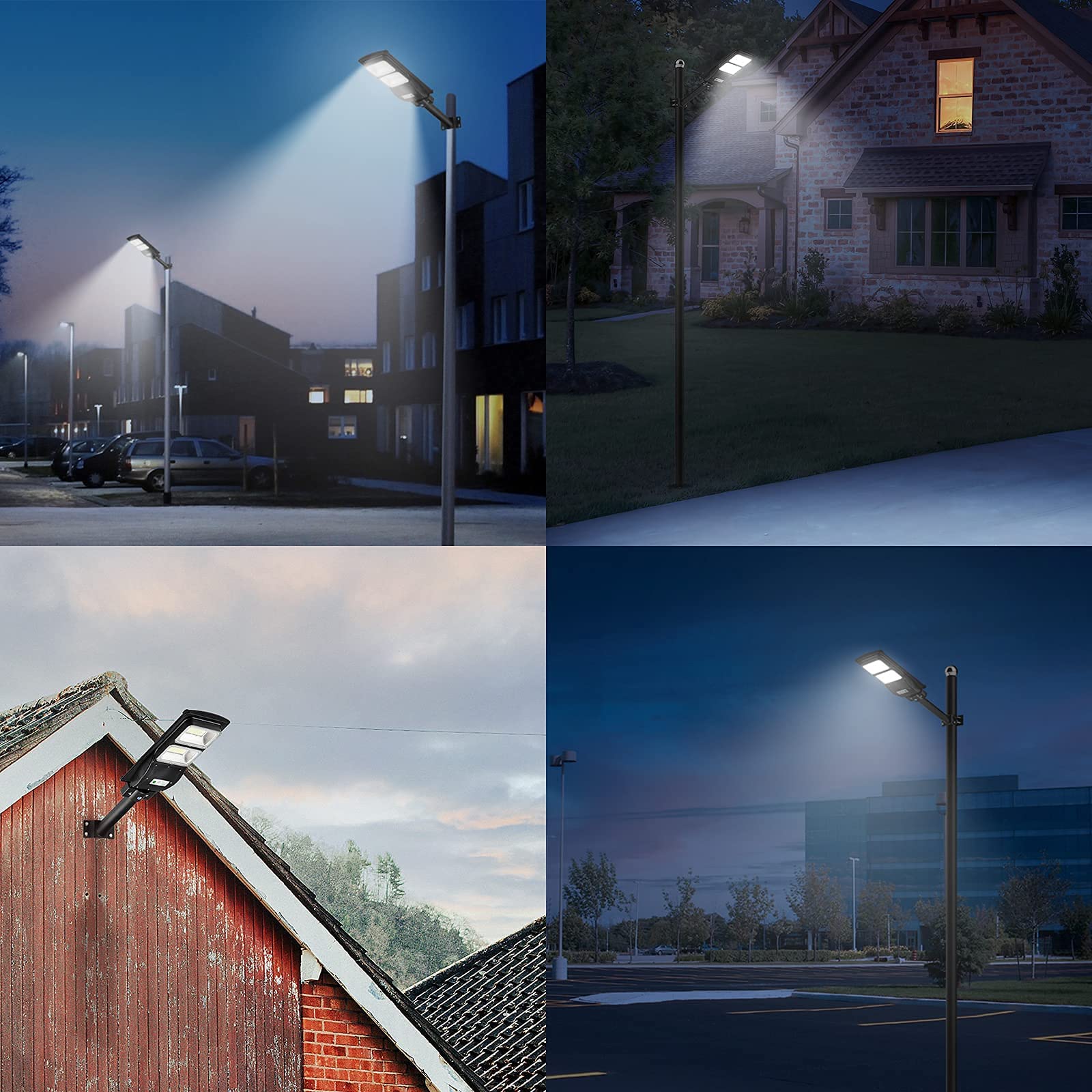 2 Pack 60W & 1 Pack 120W Solar Powered Street Lights Outdoor - Waterproof LED Solar Street Lighting for Driveway, Garden, Pathway, Parking Lot & Backyard