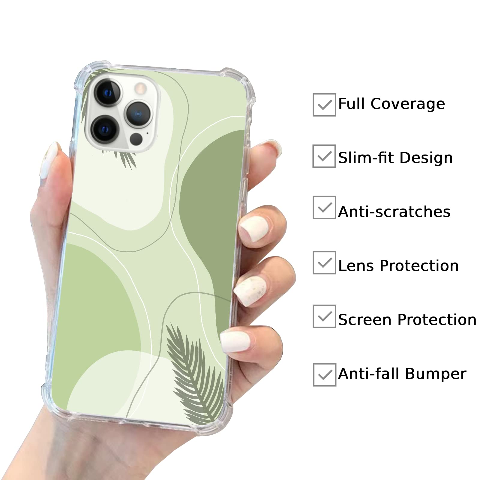 Sage Green Abstract Palm Leaf iPhone 11 Pro Max Case - Minimalist Aesthetic Pastel Green Botanical Phone Cover | Durable TPU Bumper Protection for Everyday Use, Work & Travel