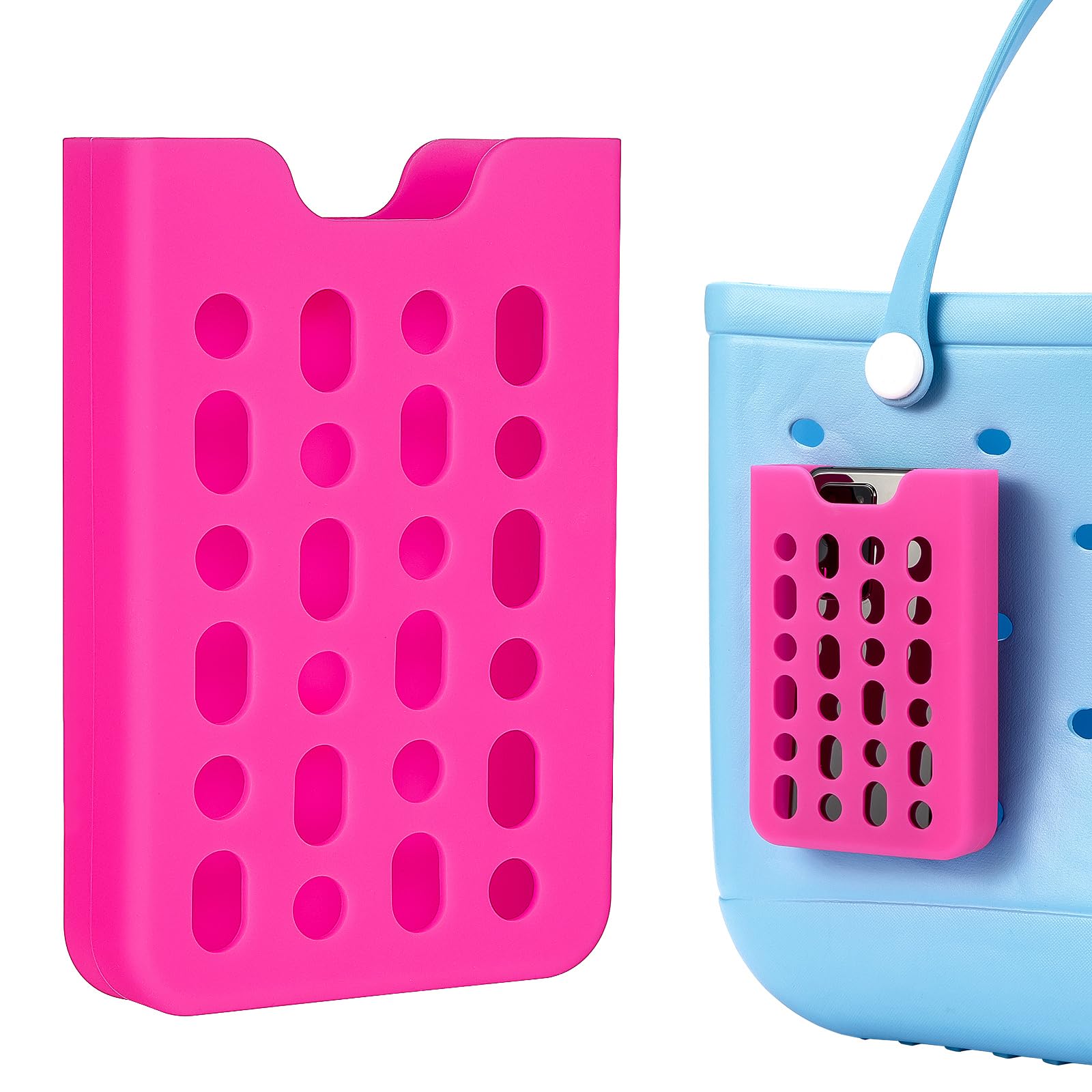 PARBEE Silicone Phone Holder for Bogg Bag - Secure & Convenient Phone Accessory for Tote Bags (Pink) - Perfect for Shopping, Beach Trips & Daily Use