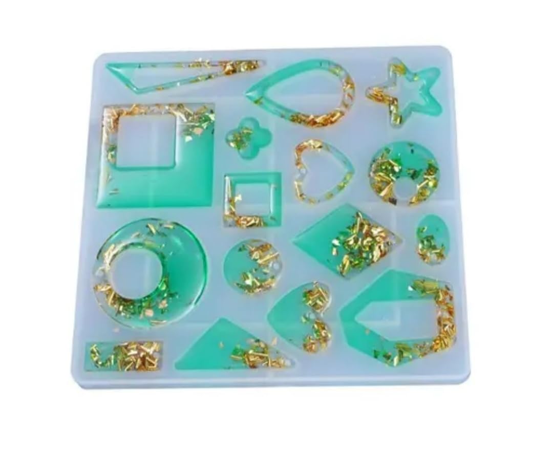 16 in 1 Resin Jewelry Silicone Mold Set - DIY Earring, Pendant & Craft Molds - High Quality Jewelry Making Kit for Resin Art, Perfect for Handmade Gifts & Home Decor Projects