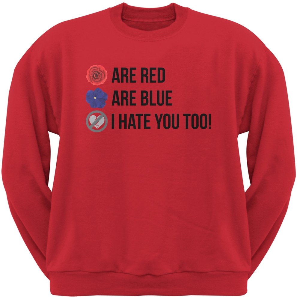 Old Glory Roses Are Red Poem Red Adult Crew Neck Sweatshirt - Large | Patriotic American Flag Graphic Hoodie for Men & Women | Perfect for 4th of July, Veterans Day & Casual Wear