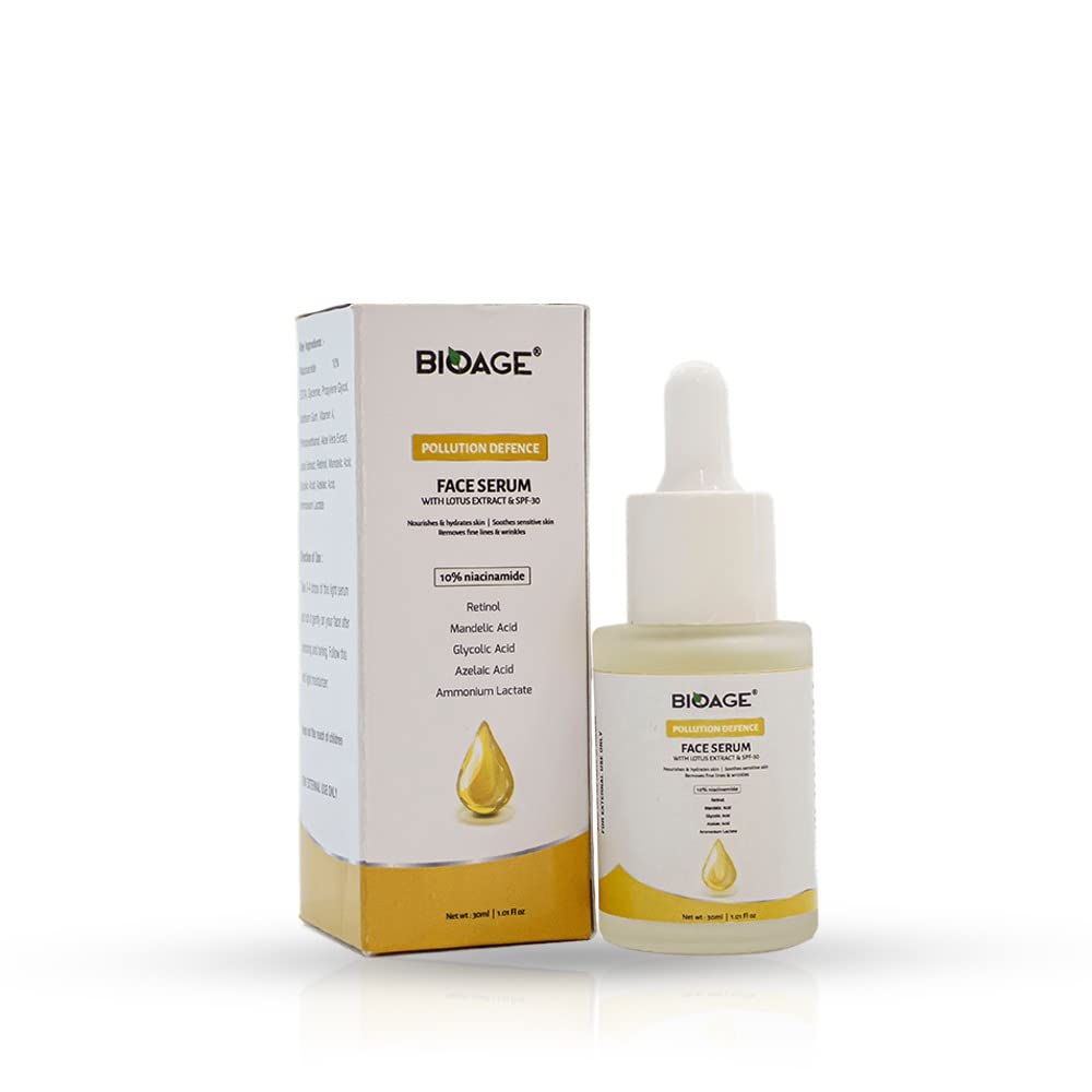 Bioage Face Serum with Lotus Extracts - Brightening & Hydrating Skin Care for Dull Skin, Dark Spots & Pigmentation | Perfect for Night Routine & Glowing Skin