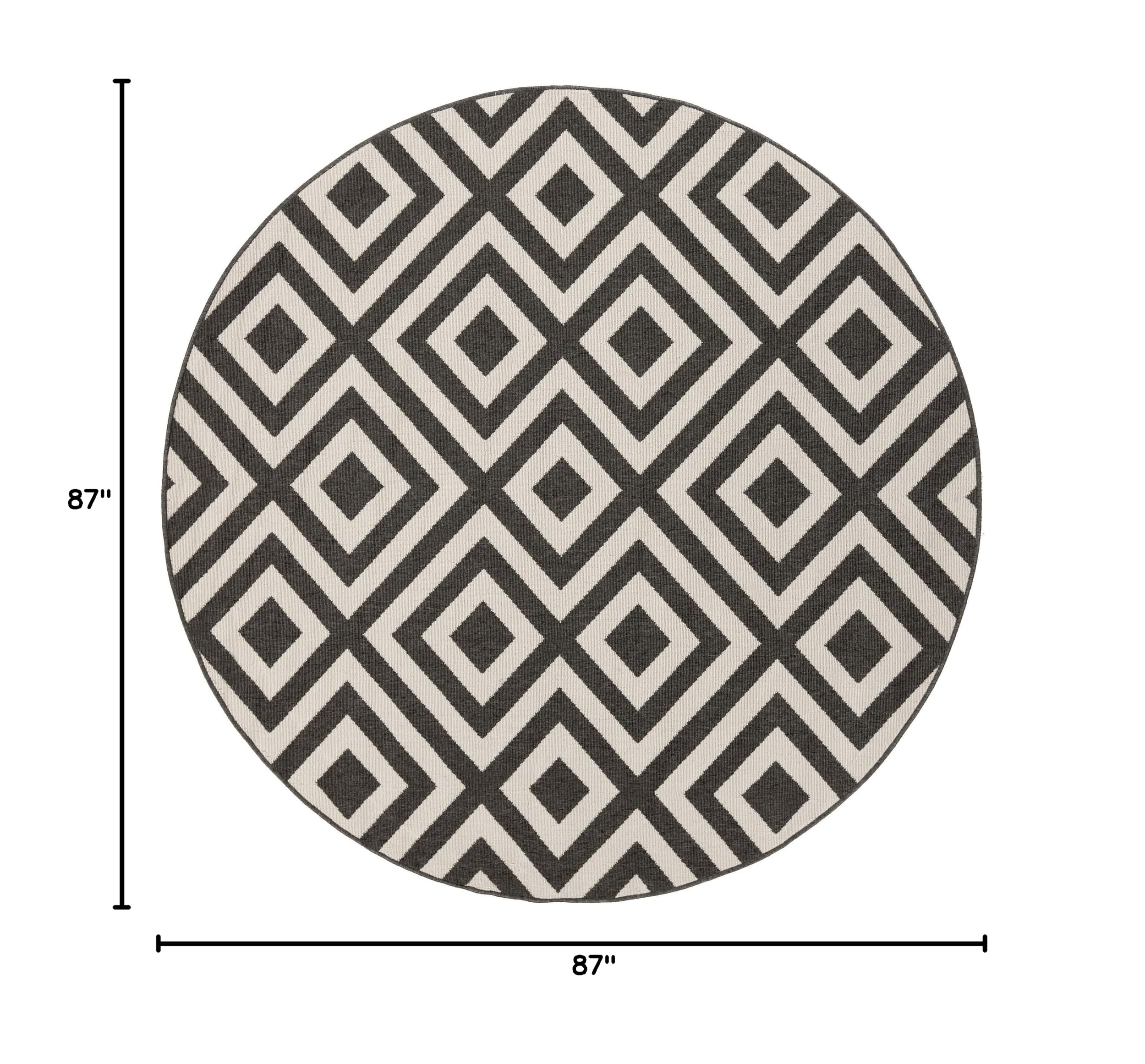 Trivette Black and Cream Indoor/Outdoor Round Area Rug 7'3