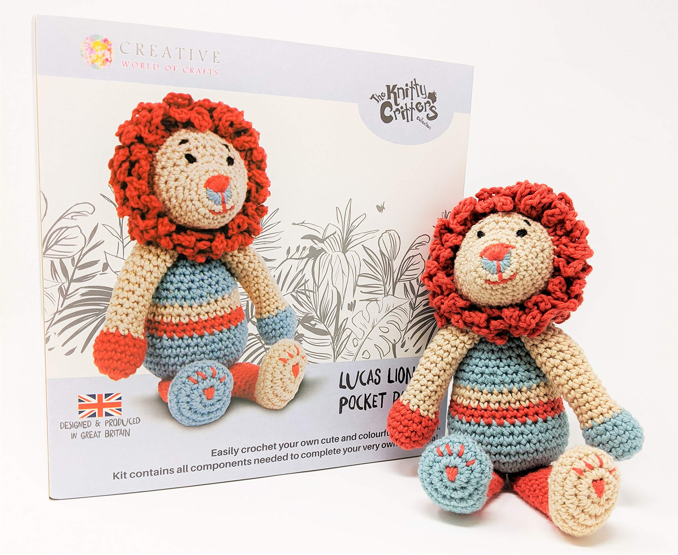 Creative Expressions Yarn Crochet Kit - Premium DIY Lion Amigurumi Crochet Set with Soft Yarn, Hook & Instructions | Perfect for Beginners, Gifts & Home Decor