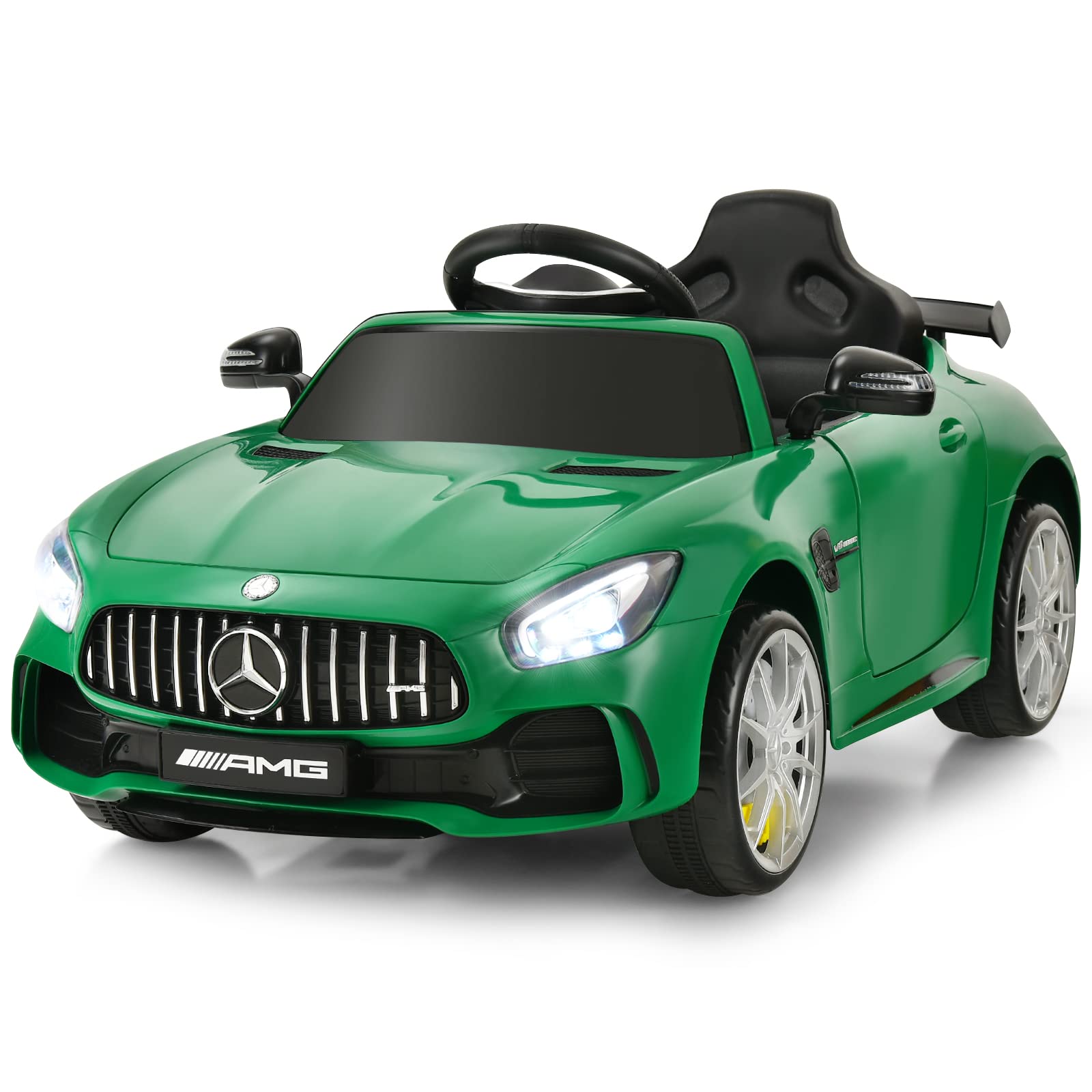 Costzon 12V Licensed Mercedes Benz GTR Kids Electric Ride-On Car with Remote Control, Battery Powered, Music, LED Lights & USB Port - Green Electric Toy Vehicle for Boys & Girls | Outdoor Play, Birthday Gifts, Backyard Fun