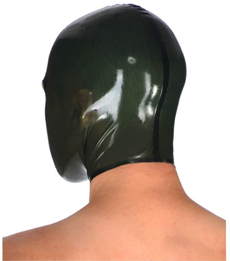 Sexy Brown Latex Mask Unisex Hood for Halloween & Cosplay - Medium Size, Military Green - Perfect for Parties, Costume Events & Role Play