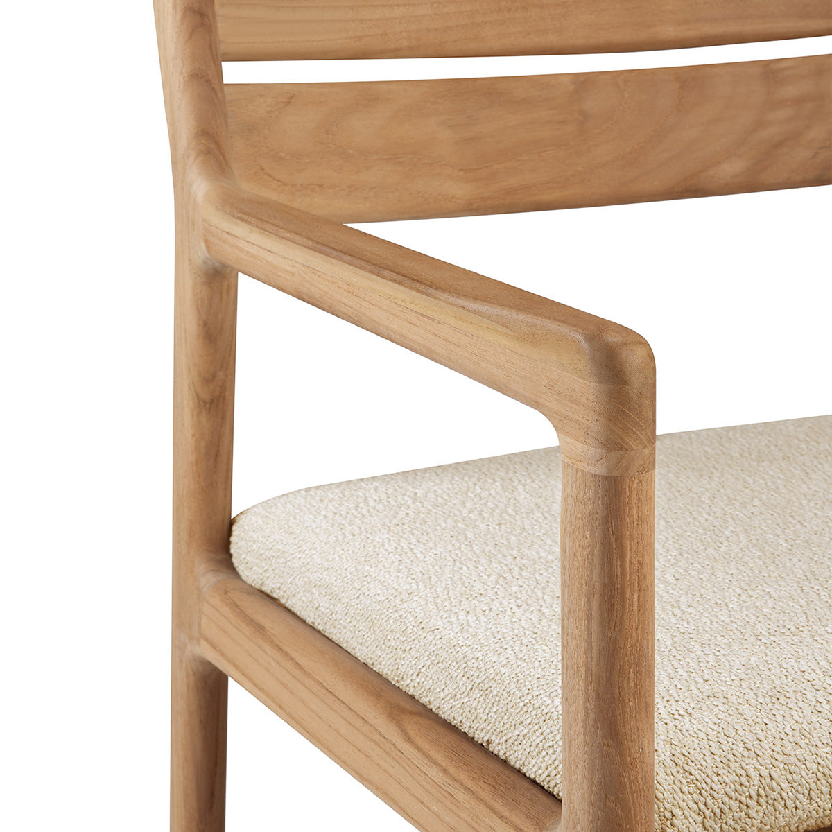 Teak Outdoor Dining Chair - Weather-Resistant Fabric Seat - Natural Wood Finish - Perfect for Patio, Garden, and Poolside Dining