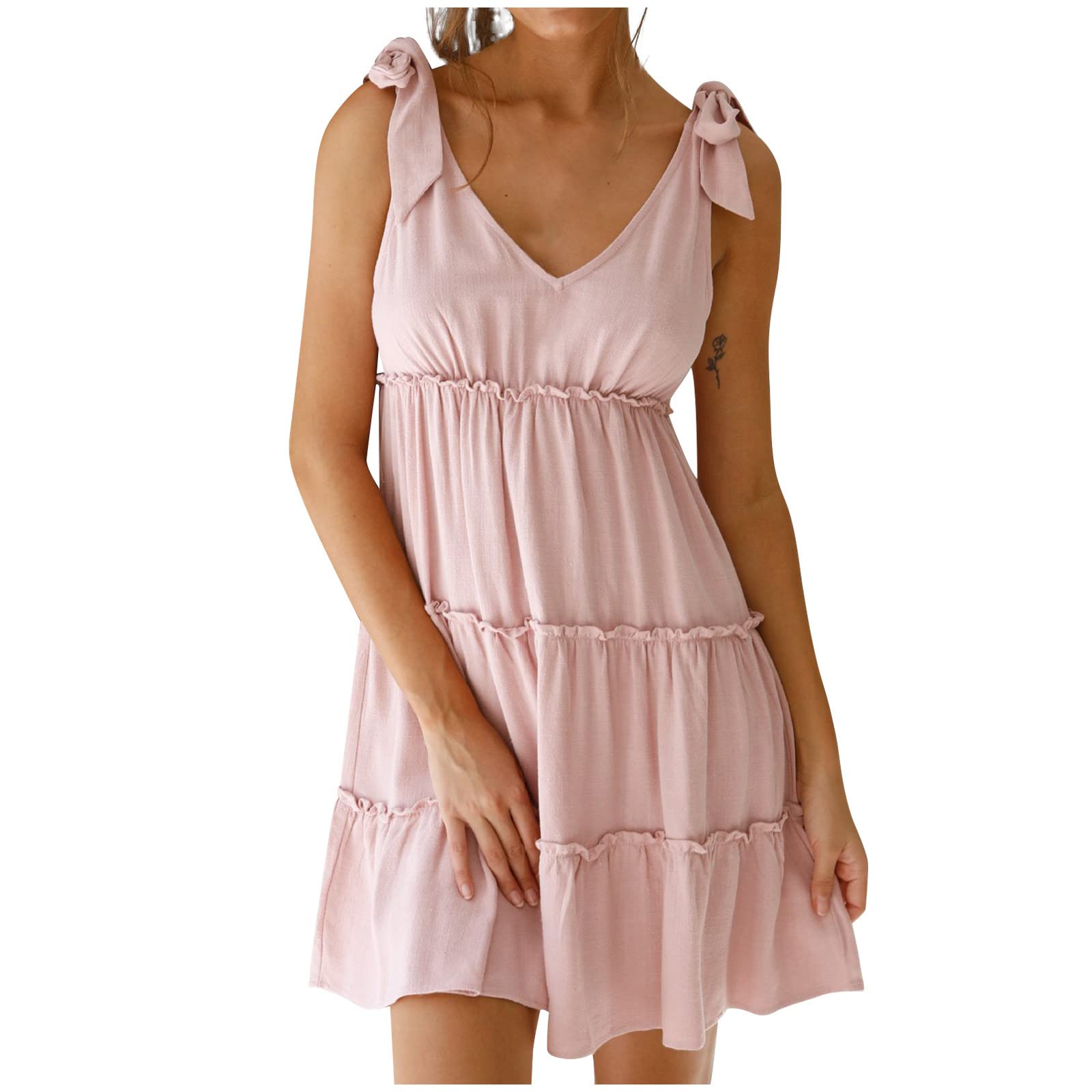 Women's Summer Dresses 2023 - V-Neck Sleeveless Mini Dress & Boho Floral Midi Dress | Casual Bandage, A-Line Flared Styles for Beach, Party & Vacation Outfits