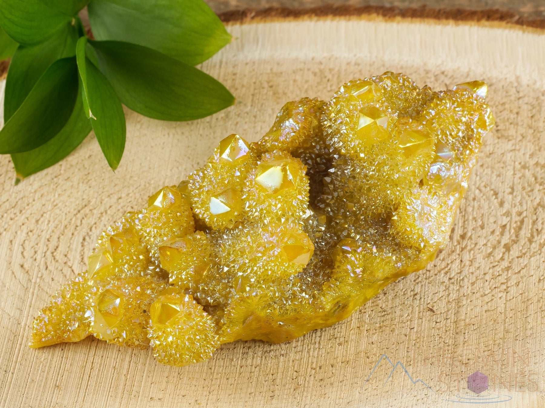 Sunshine Yellow Rainbow Aura Quartz Crystal Cluster - Large Spirit Quartz for Home Decor, Meditation & Healing (R0619) | Natural Crystal Specimen for Energy Work & Spiritual Gifts