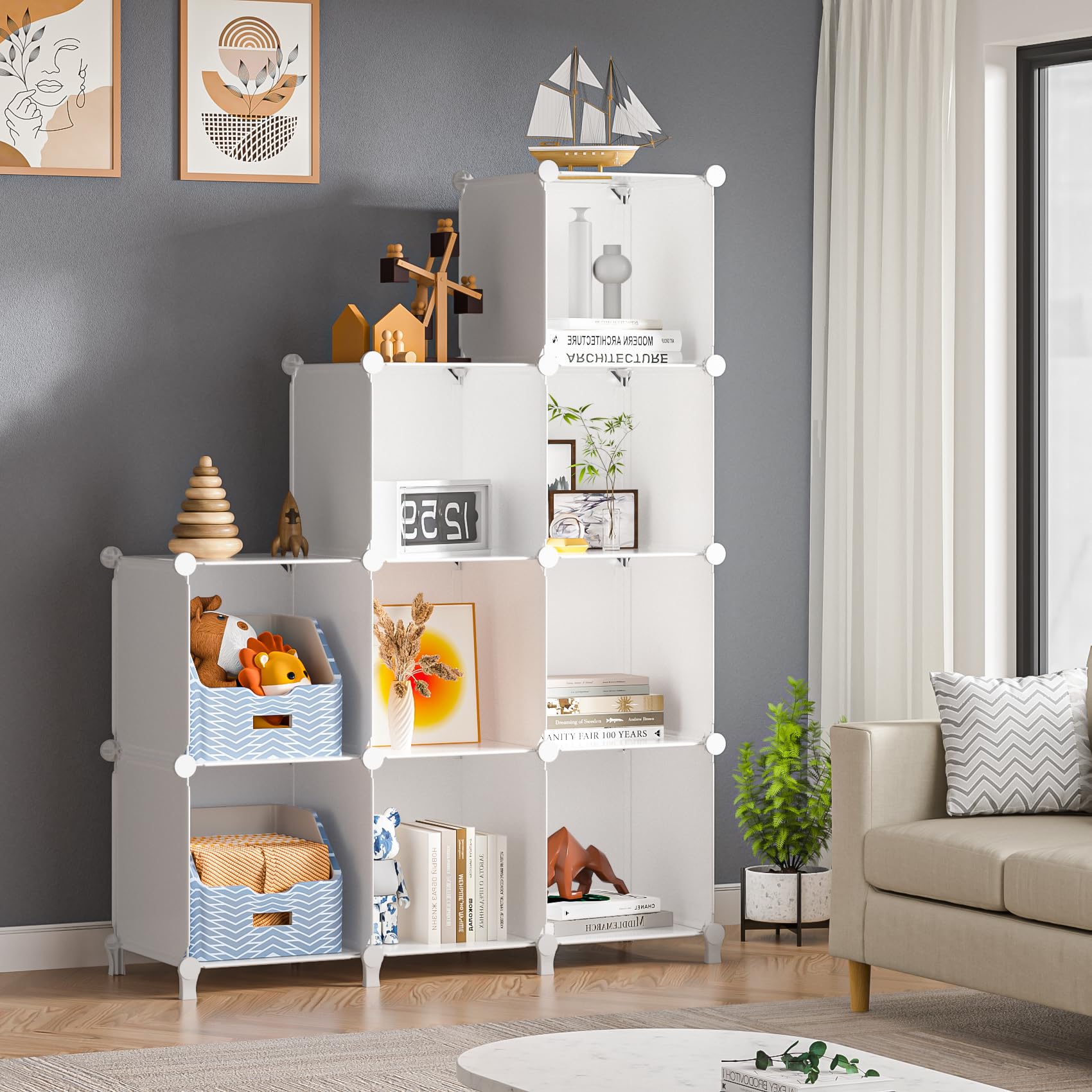 9-Cubby Closet Organizer & Bookshelf - Multi-Purpose Storage for Clothes, Yarn & Bedroom Organization (White) - Perfect for Small Spaces & Home Decor