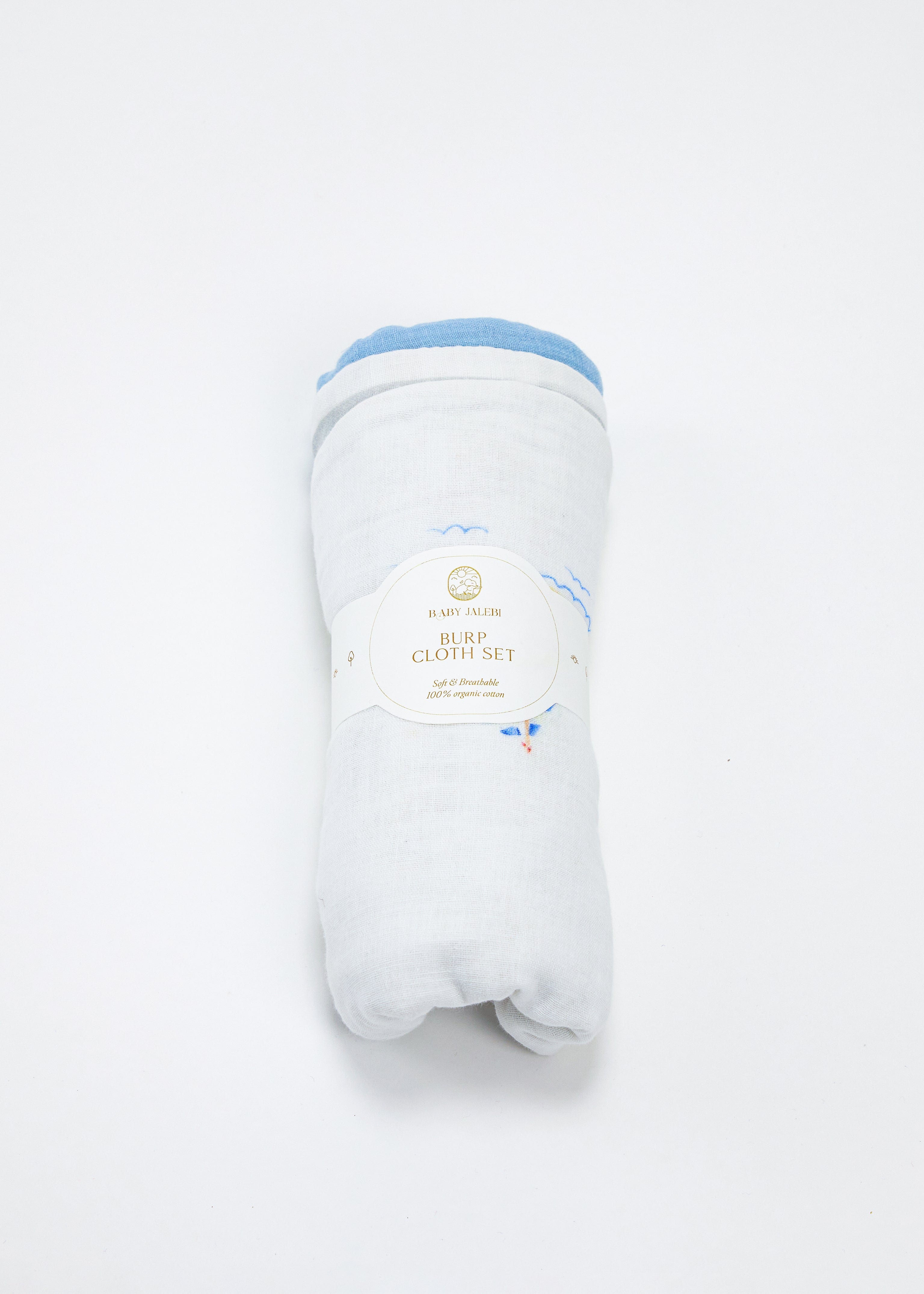 Premium Riviera Set of 3 Organic Cotton Burp Cloths - Soft Neutral Colors for Baby Spit-Up - Ideal for Newborns, Breastfeeding & On-the-Go Parents