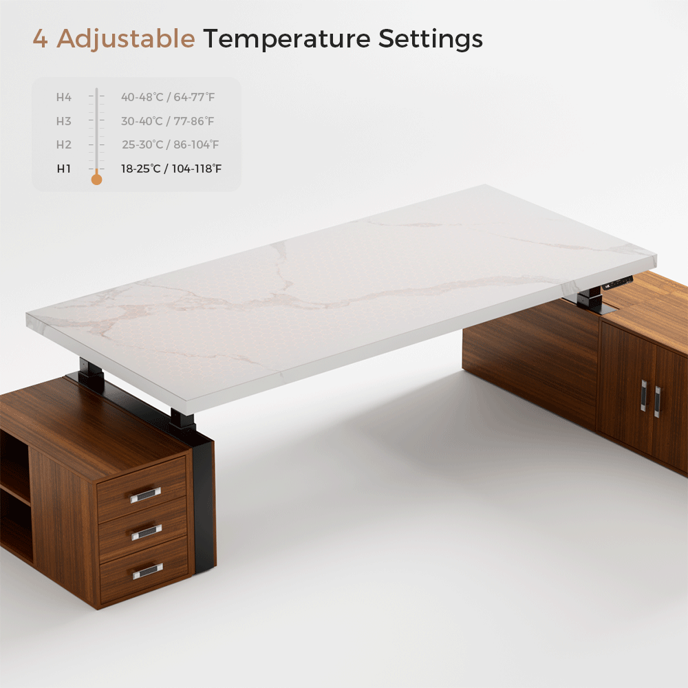Zen Pro Series 87/72 Executive Standing Desk with Cabinets Set - Heated Sintered Stone Top | Adjustable Height Office Desk for Home & Workspace | Perfect for Remote Work & Modern Office Setup