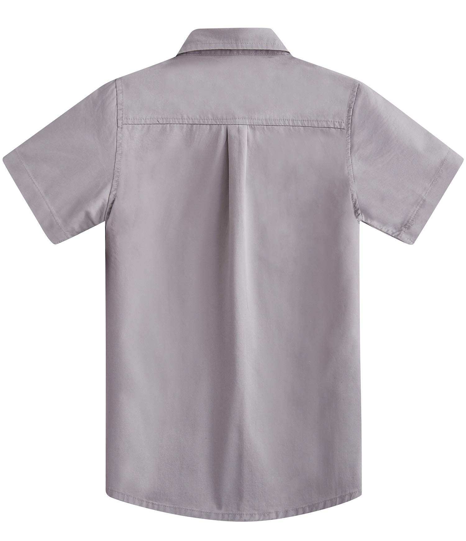 Spring&Gege Boys' Short Sleeve Dress Shirts - Formal Uniform Woven Solid Cotton Shirt for School, Party & Special Occasions