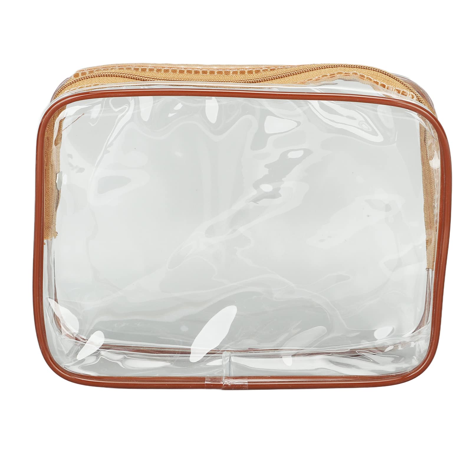 3-Piece Clear Travel Makeup Bags Set - Waterproof Large Capacity Cosmetic Organizer with Zipper Closure & Carrying Handle - Perfect for Swimming, Gym, Beach & Airplane TSA Compliance (Coffee)