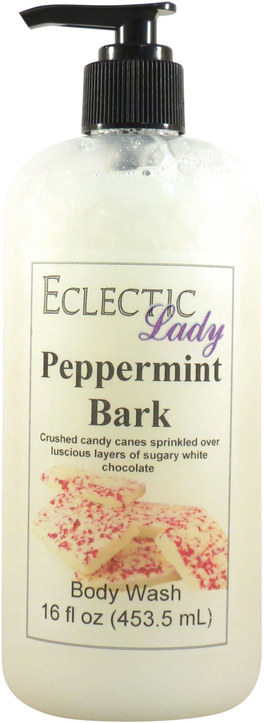 Eclectic Lady Liquid Pearl Body Wash - Peppermint Bark Scented 3-in-1 Shower Gel, Bubble Bath & Hand Soap | Phthalate-Free, Handcrafted in USA (16 oz) | Perfect for Relaxing Baths, Spa Days & Holiday Gifts