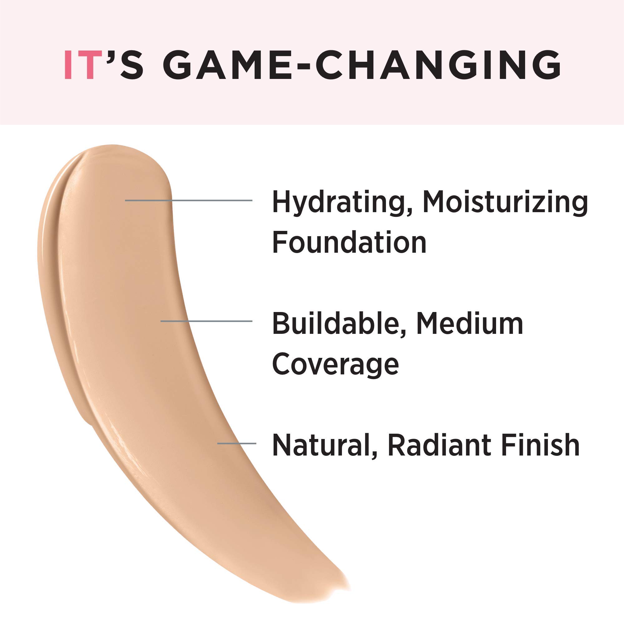 IT Cosmetics Your Skin But Better Foundation + Skincare - Hydrating Medium Buildable Coverage Foundation with Hyaluronic Acid - Minimizes Pores & Imperfections for Natural Radiant Finish - 1.0 fl oz - Perfect for Daily Wear, Special Occasions & Flawless Makeup Looks