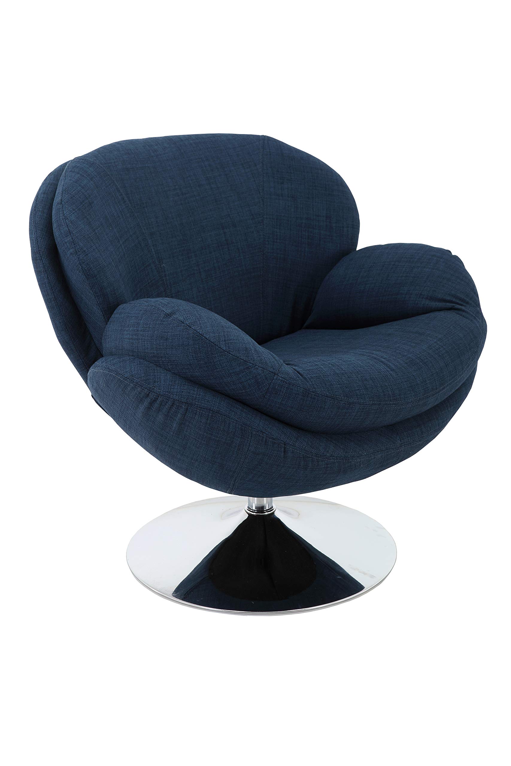Comfort Mac Motion Scoop Accent Chair - Denim Fabric, Blue - Ergonomic Leisure Chair for Living Room, Bedroom & Office - Perfect for Relaxing, Reading & Lounging