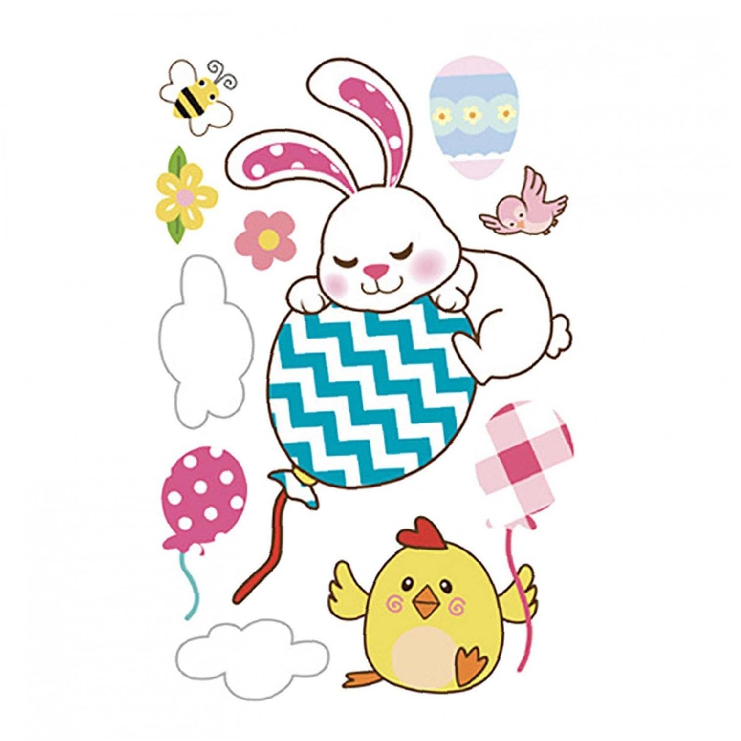 Cute Cartoon Wall Decals - Static Cling Easter Bunny Egg Stickers for Nursery, Kids Room & Easter Party Decorations | Perfect for Baby Bedroom, Playroom & Holiday Home Decor