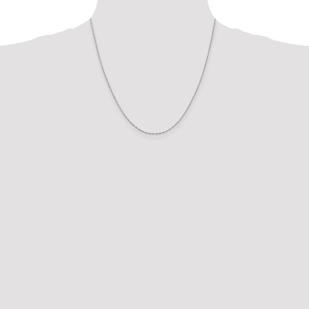 The Black Bow 1mm 14k White Gold Diamond Cut Singapore Chain Necklace - Perfect for Elegant Evenings & Special Occasions