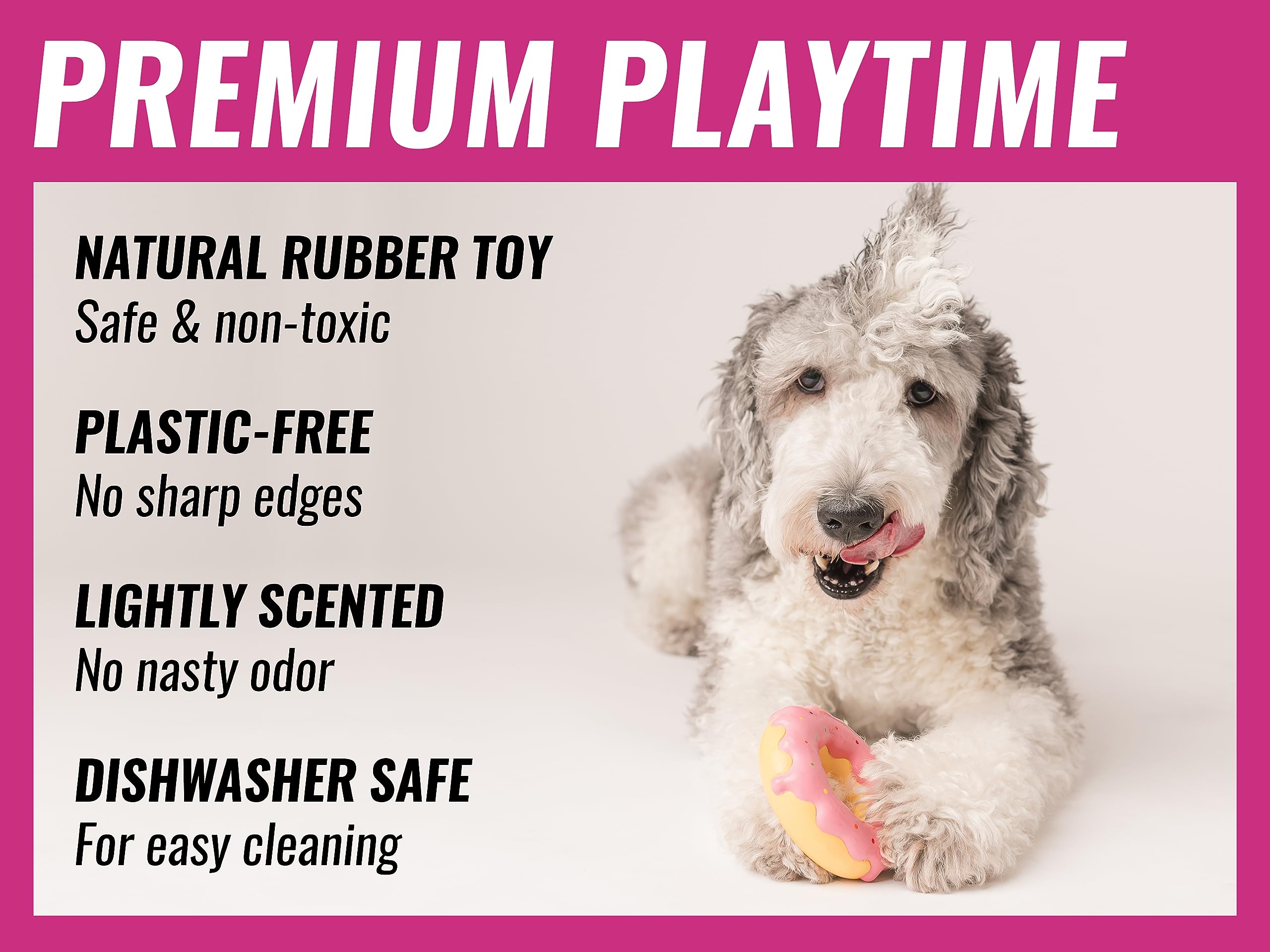 Durable Donut Dog Chew Toy for Aggressive Chewers - Heavy Duty Rubber Chew Toy for Medium & Large Breed Dogs - Tough Long-Lasting Dog Toy - Perfect as Birthday Gift or Training Reward (Pink, 1-Pack) - Great for Playtime, Teething Relief & Interactive Bonding